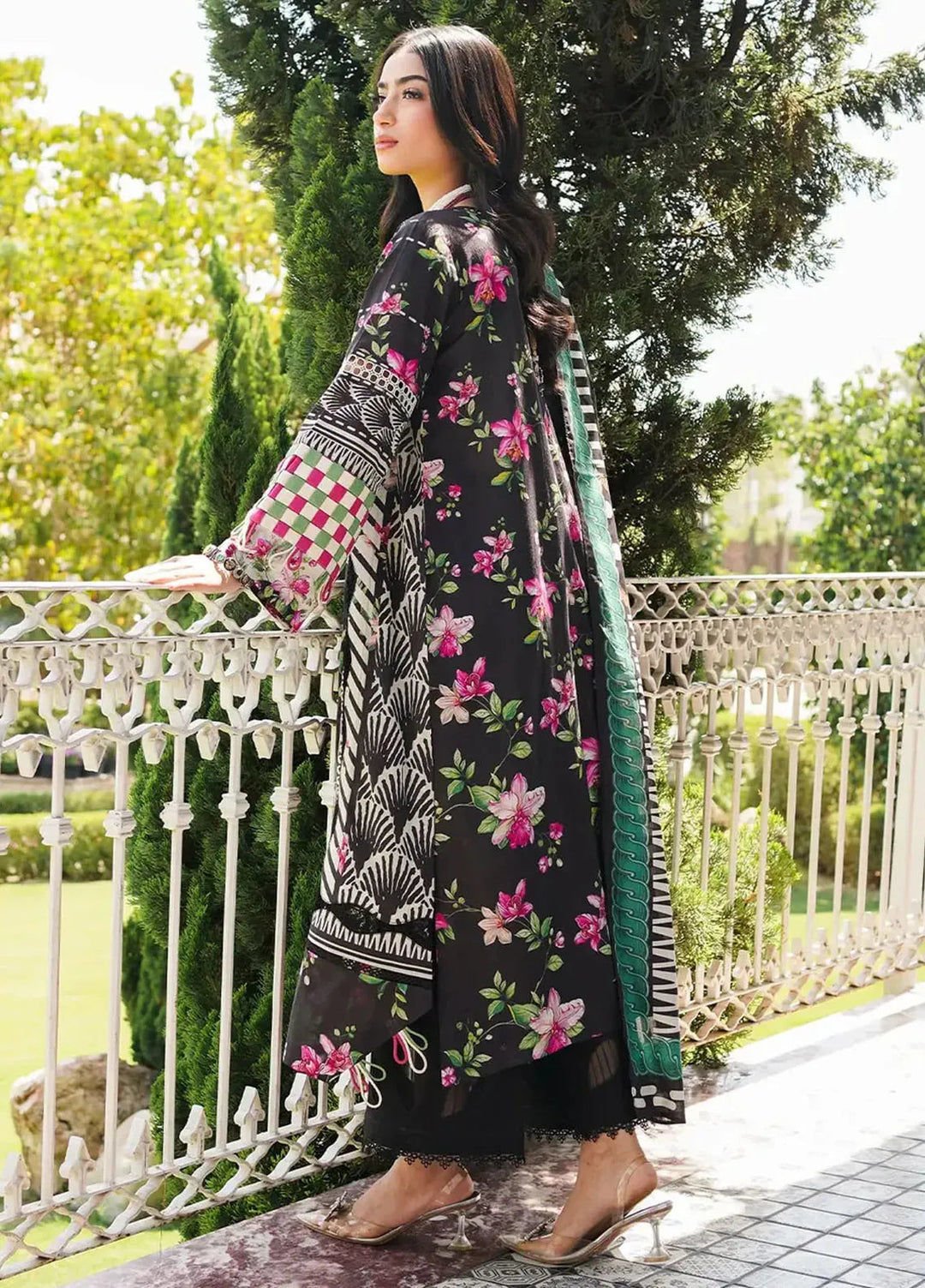 Elaf Printed Lawn Suits Unstitched 3 Piece EF24PL EEP-02A Dark Floral