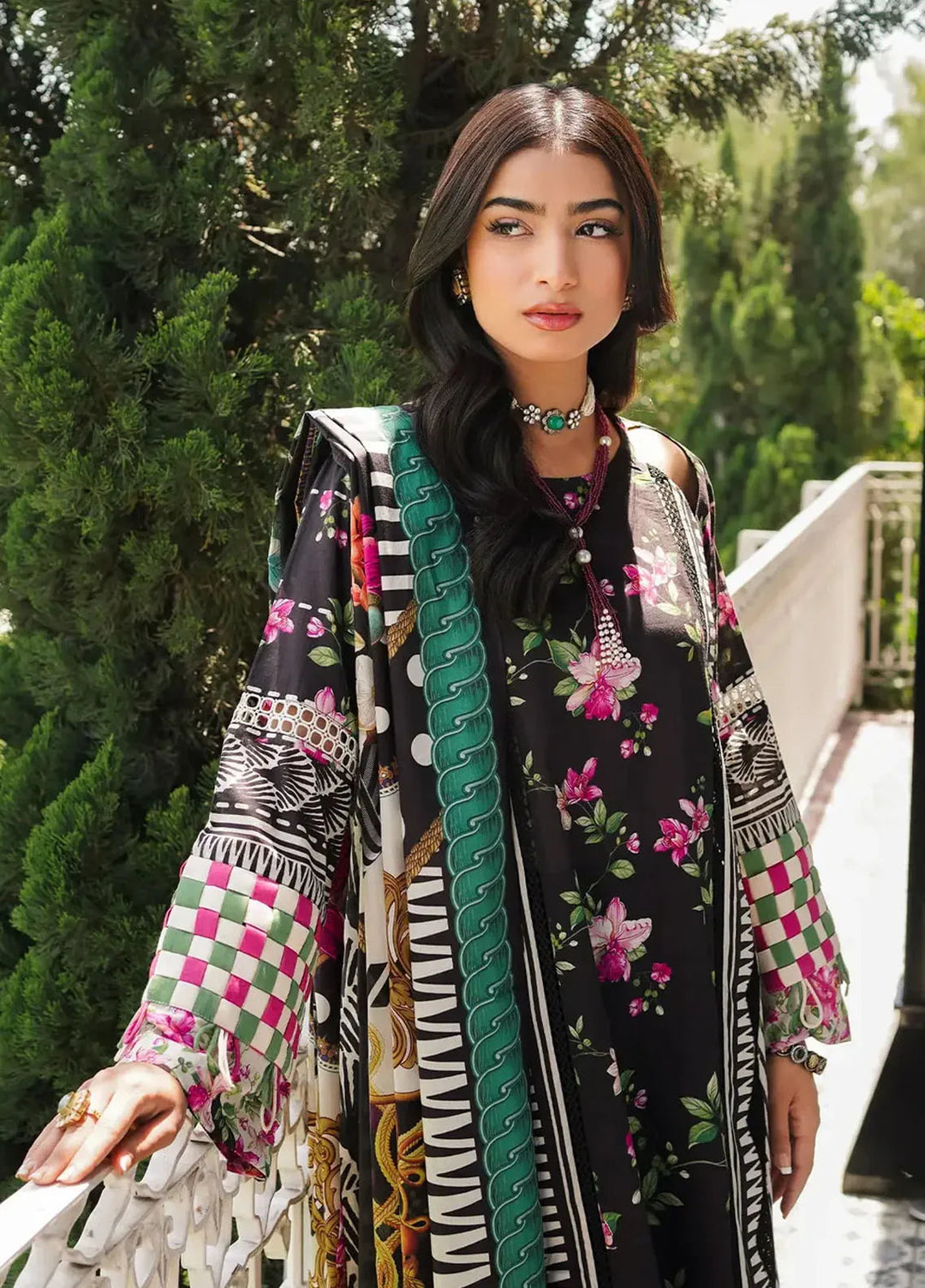 Elaf Printed Lawn Suits Unstitched 3 Piece EF24PL EEP-02A Dark Floral