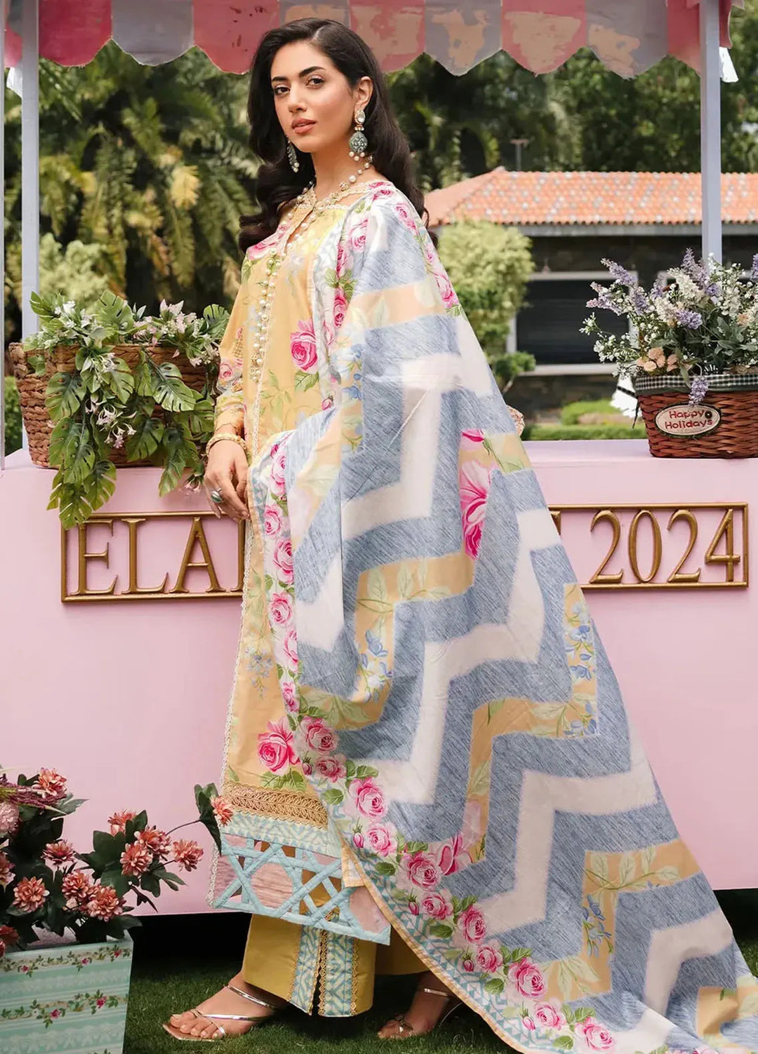 Elaf Printed Lawn Suits Unstitched 3 Piece EF24PL EEP-03A Citrus Squad