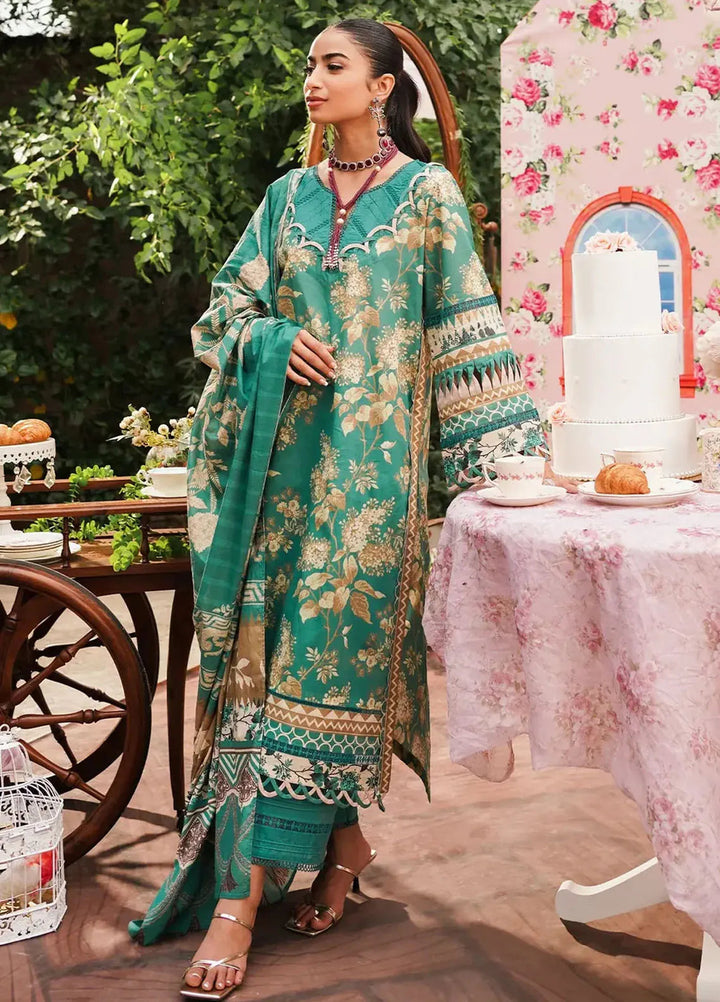 Elaf Printed Lawn Suits Unstitched 3 Piece EF24PL EEP-04B Chic Teal