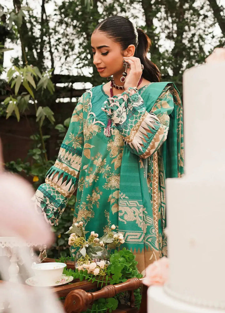 Elaf Printed Lawn Suits Unstitched 3 Piece EF24PL EEP-04B Chic Teal