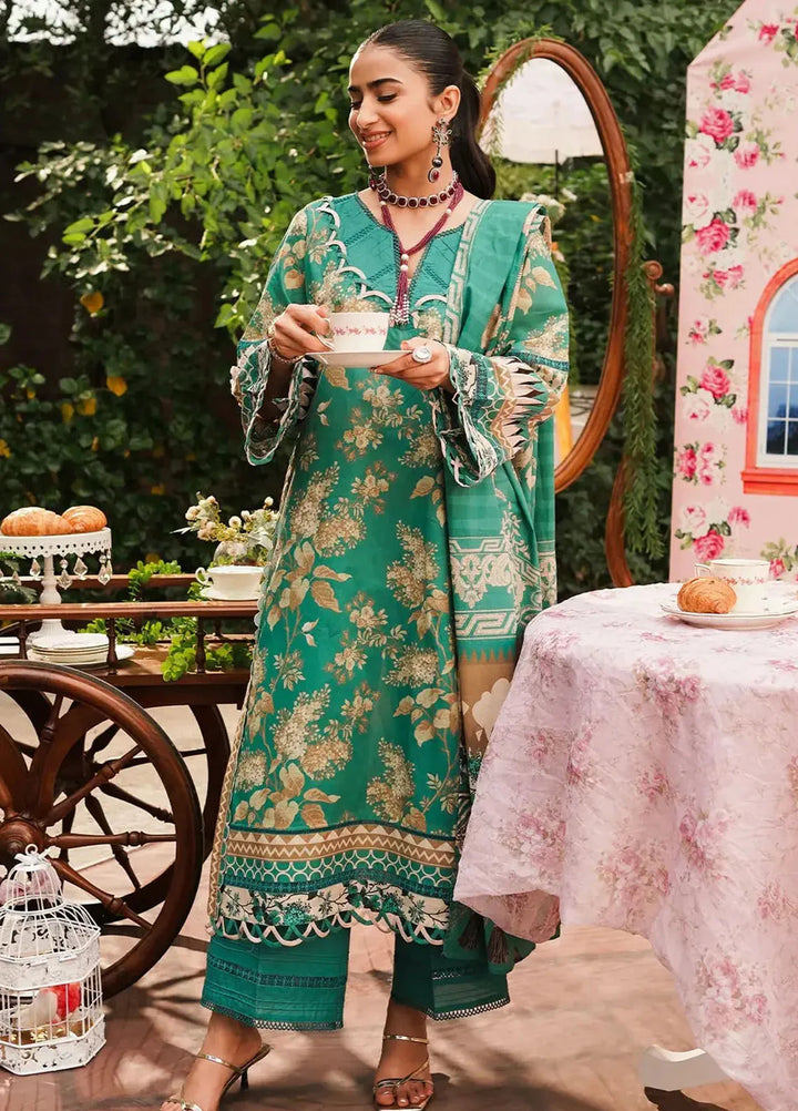 Elaf Printed Lawn Suits Unstitched 3 Piece EF24PL EEP-04B Chic Teal