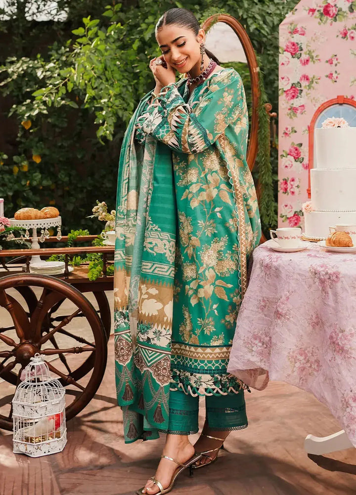 Elaf Printed Lawn Suits Unstitched 3 Piece EF24PL EEP-04B Chic Teal