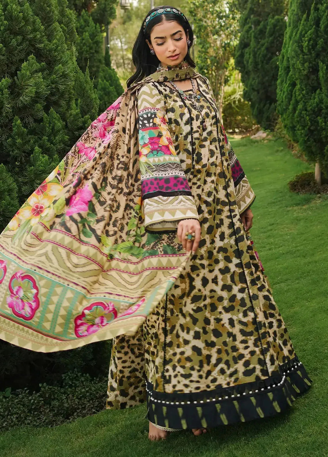 Elaf Printed Lawn Suits Unstitched 3 Piece EF24PL EEP-06B Wonders