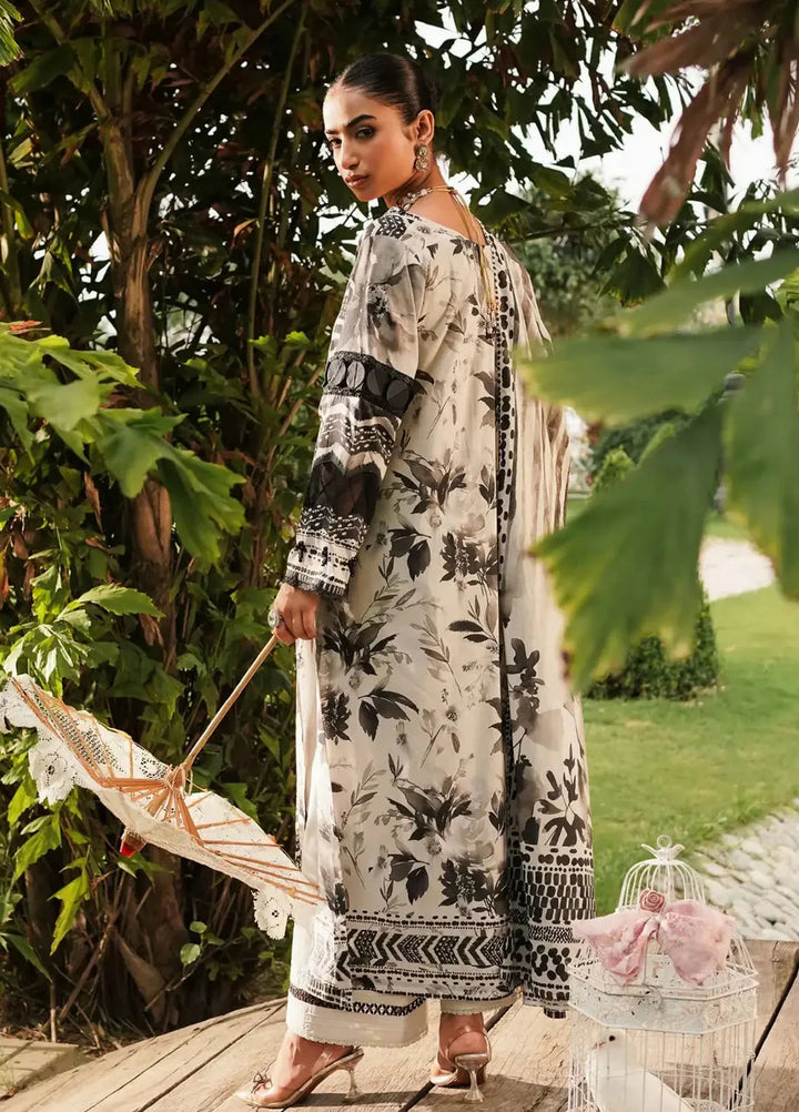 Elaf Printed Lawn Suits Unstitched 3 Piece EF24PL EEP-07B Black Blossom
