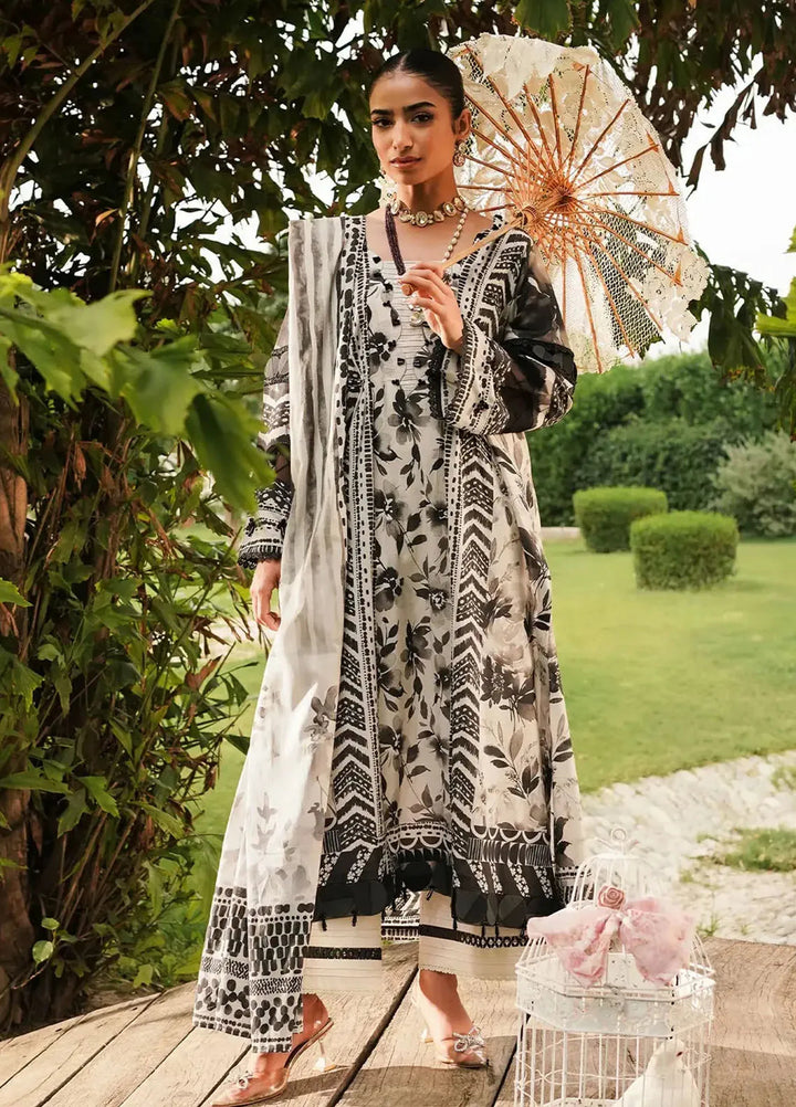 Elaf Printed Lawn Suits Unstitched 3 Piece EF24PL EEP-07B Black Blossom