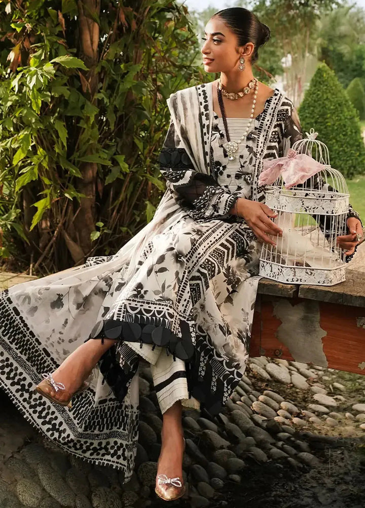 Elaf Printed Lawn Suits Unstitched 3 Piece EF24PL EEP-07B Black Blossom