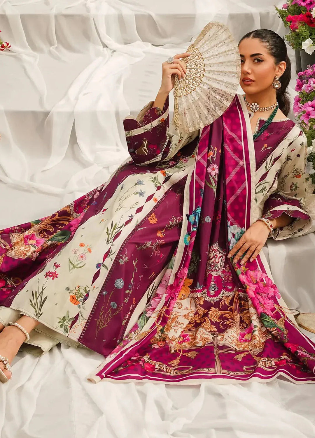 Elaf Printed Lawn Suits Unstitched 3 Piece EF24PL EEP-08A Twilight Ties