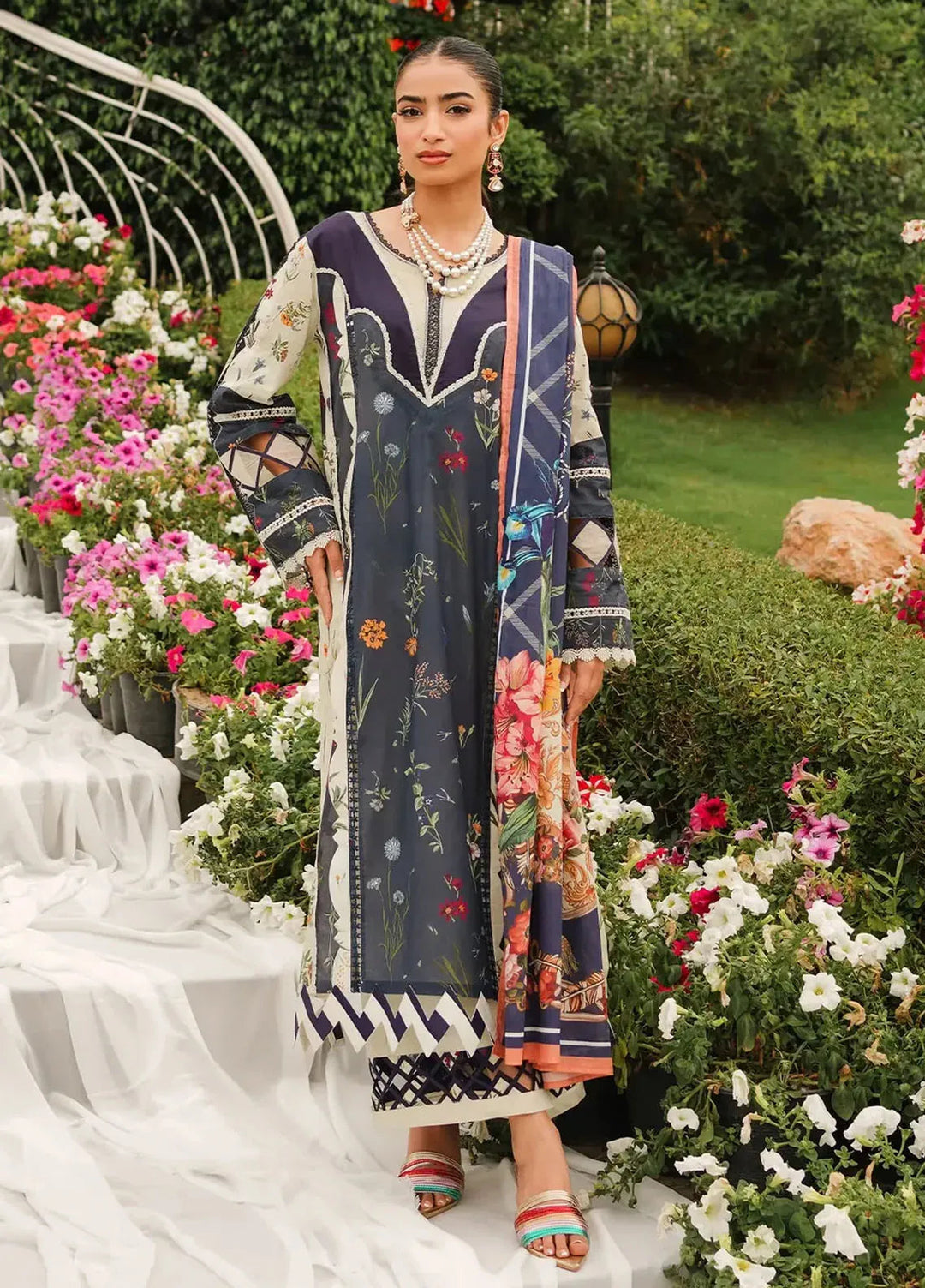 Elaf Printed Lawn Suits Unstitched 3 Piece EF24PL EEP-08B Breeze Together
