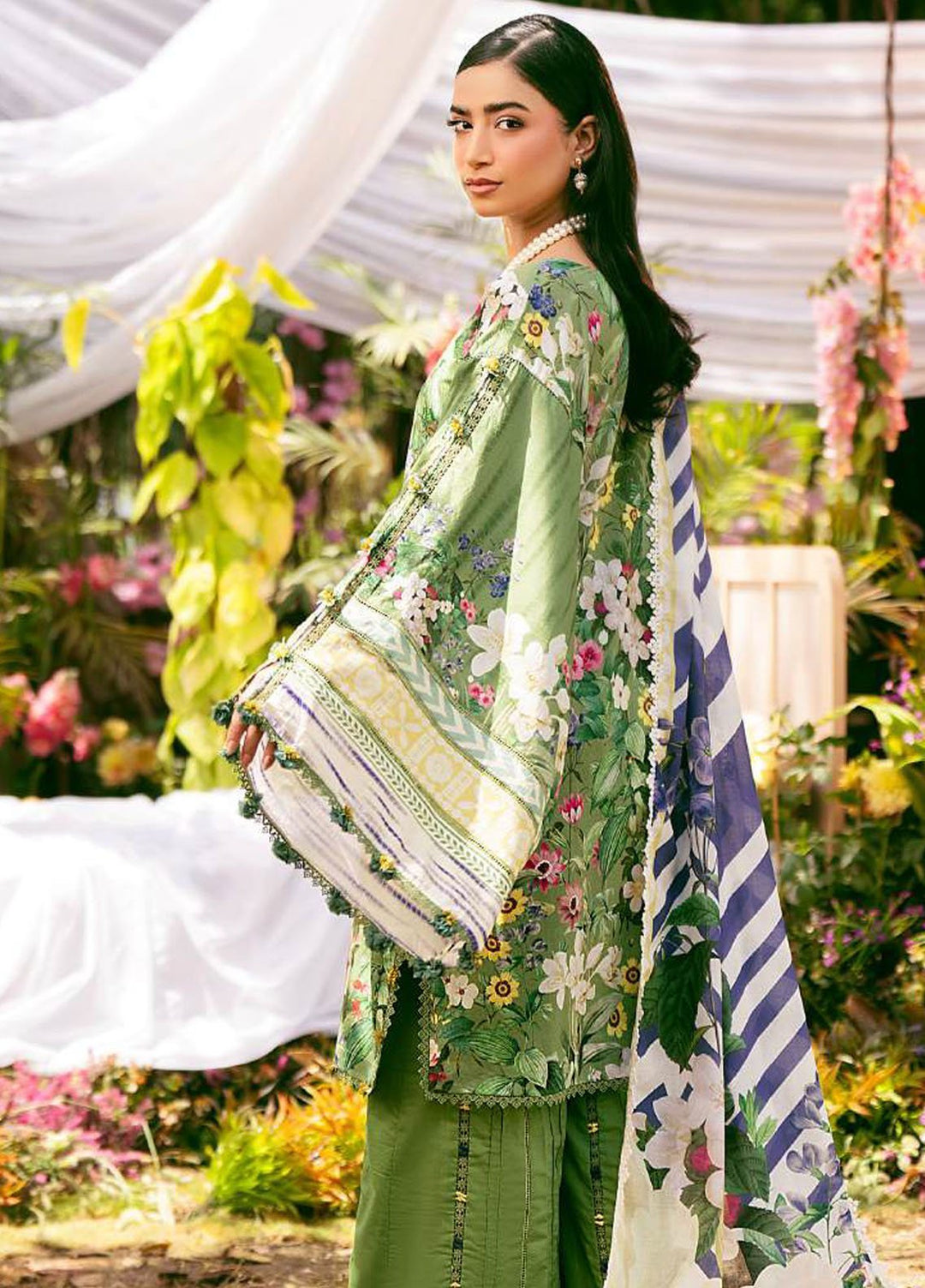 Elaf Printed Lawn Suits Unstitched 3 Piece EF25EP EPS-1 B - Summer Collection