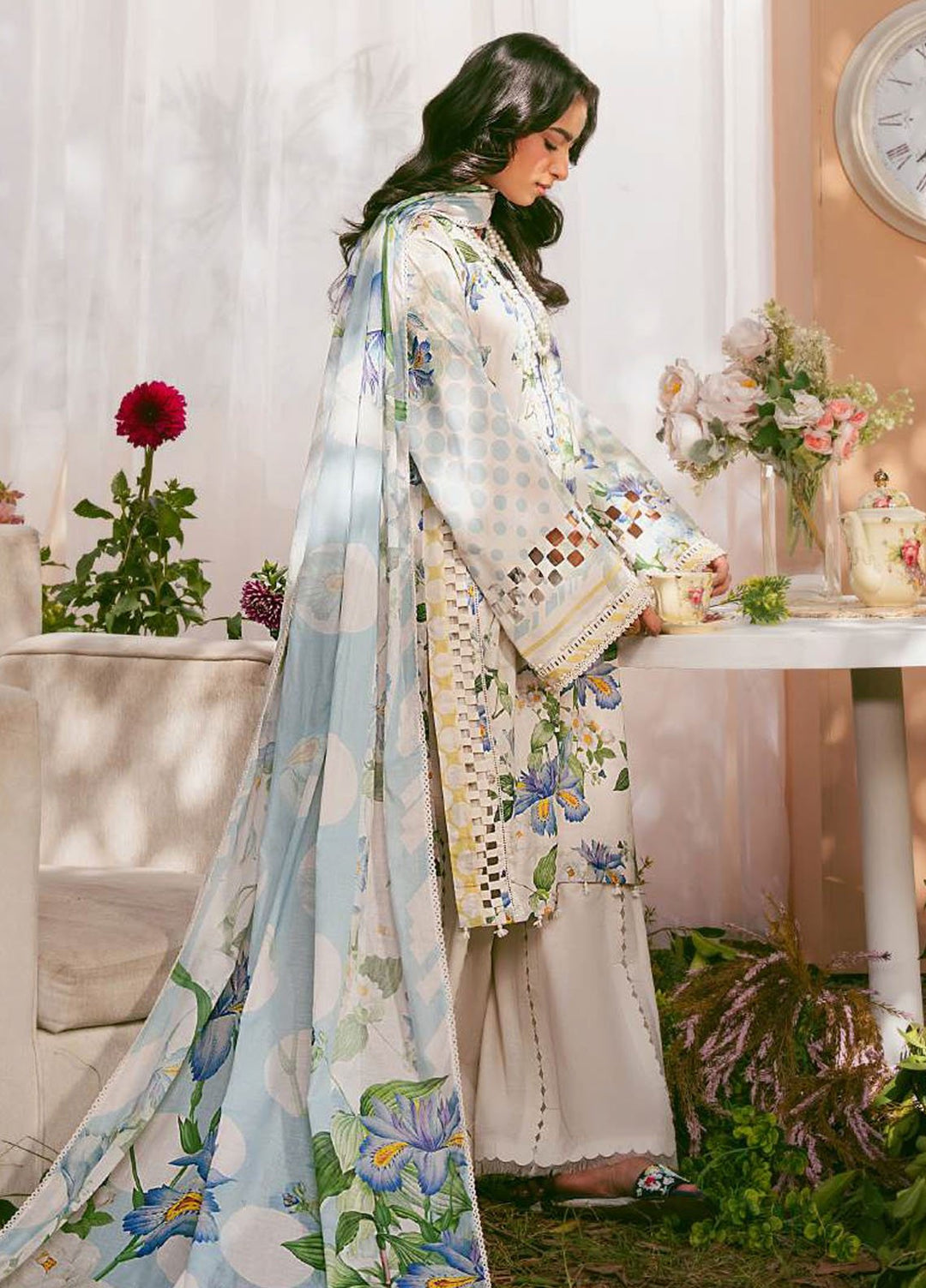 Elaf Printed Lawn Suits Unstitched 3 Piece EF25EP EPS-6 A - Summer Collection