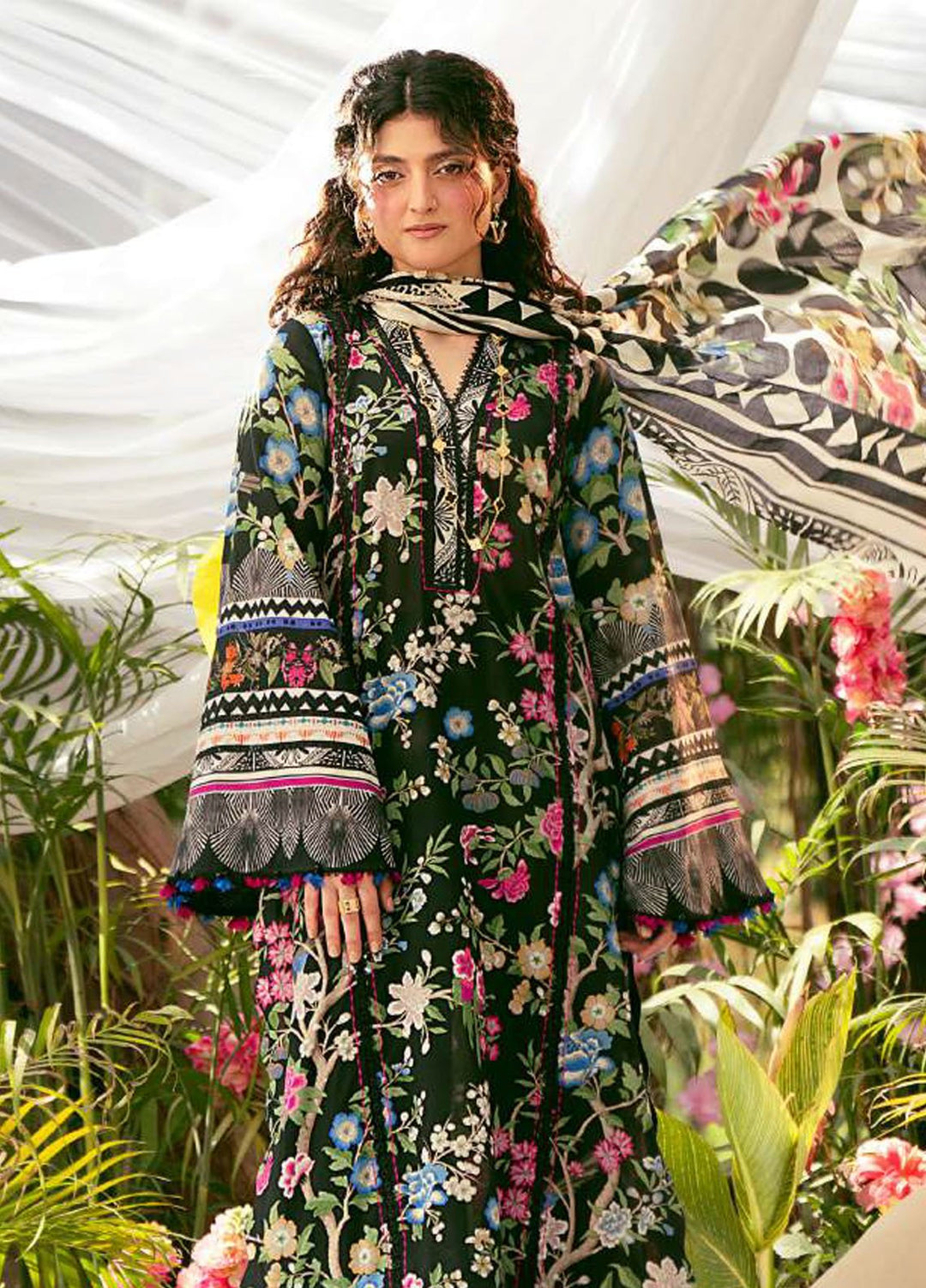 Elaf Printed Lawn Suits Unstitched 3 Piece EF25EP EPS-8 B - Summer Collection