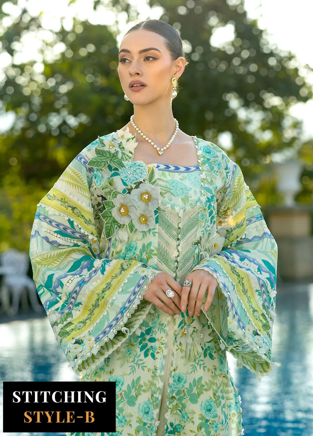 Elaf Printed Lawn Suits Unstitched 3 Piece EF25PL EPE-01 B - Summer Collection