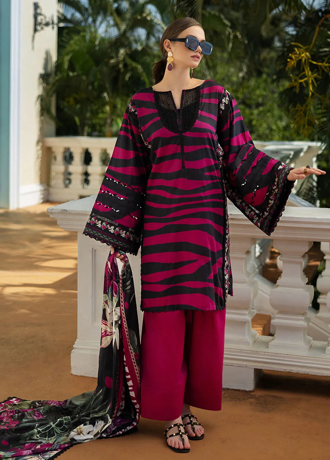 Elaf Printed Lawn Suits Unstitched 3 Piece EF25PL EPE-02 B - Summer Collection