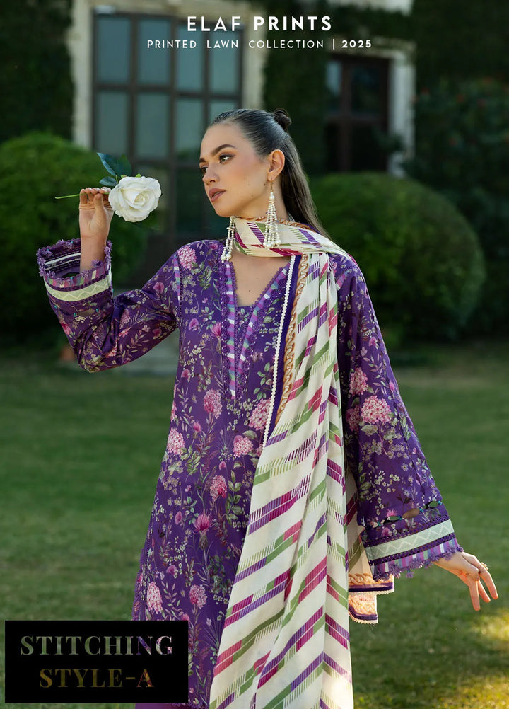 Elaf Printed Lawn Suits Unstitched 3 Piece EF25PL EPE-04 A - Summer Collection