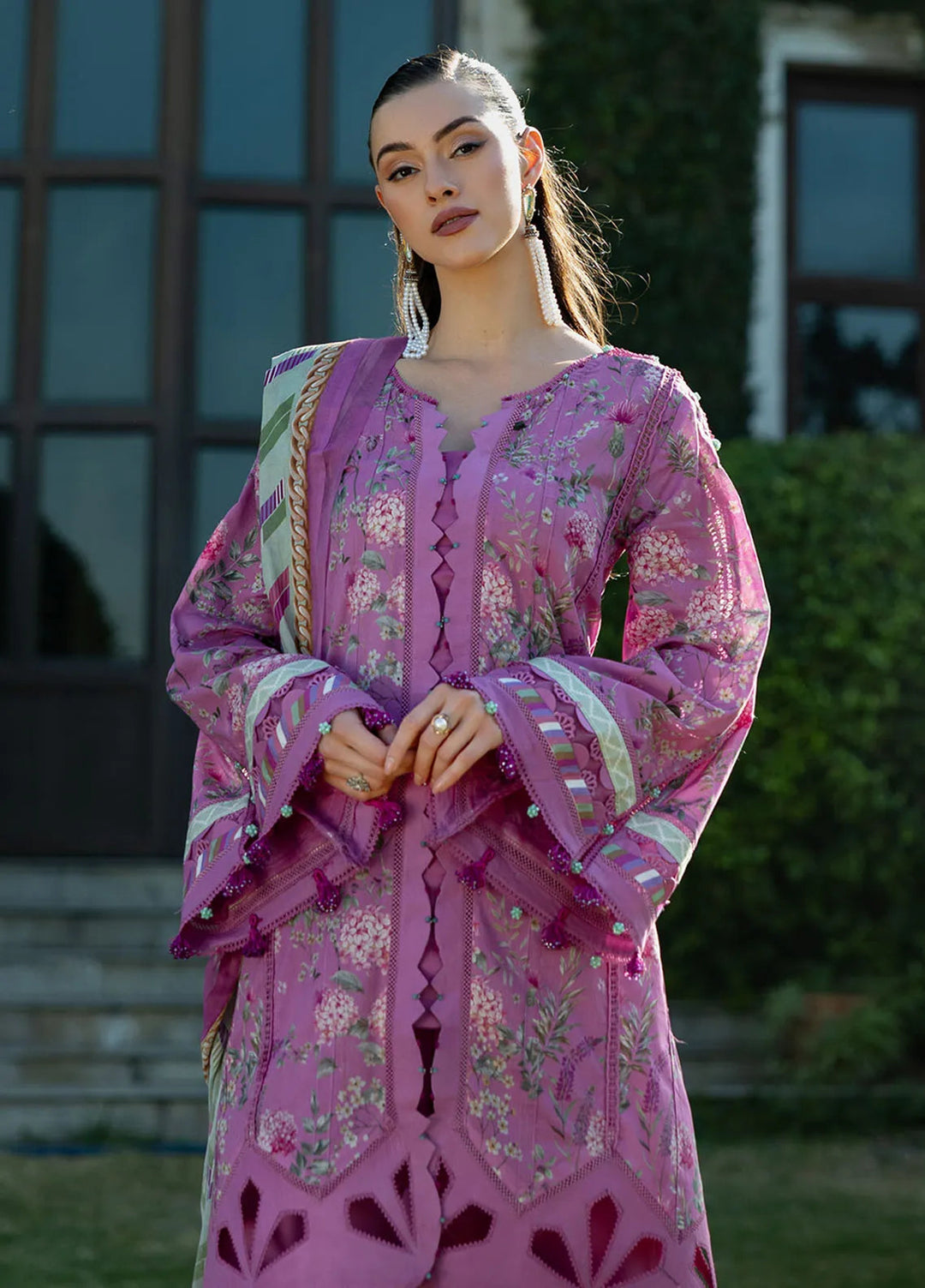 Elaf Printed Lawn Suits Unstitched 3 Piece EF25PL EPE-04 B - Summer Collection