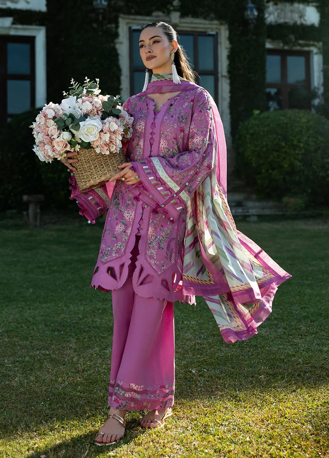 Elaf Printed Lawn Suits Unstitched 3 Piece EF25PL EPE-04 B - Summer Collection