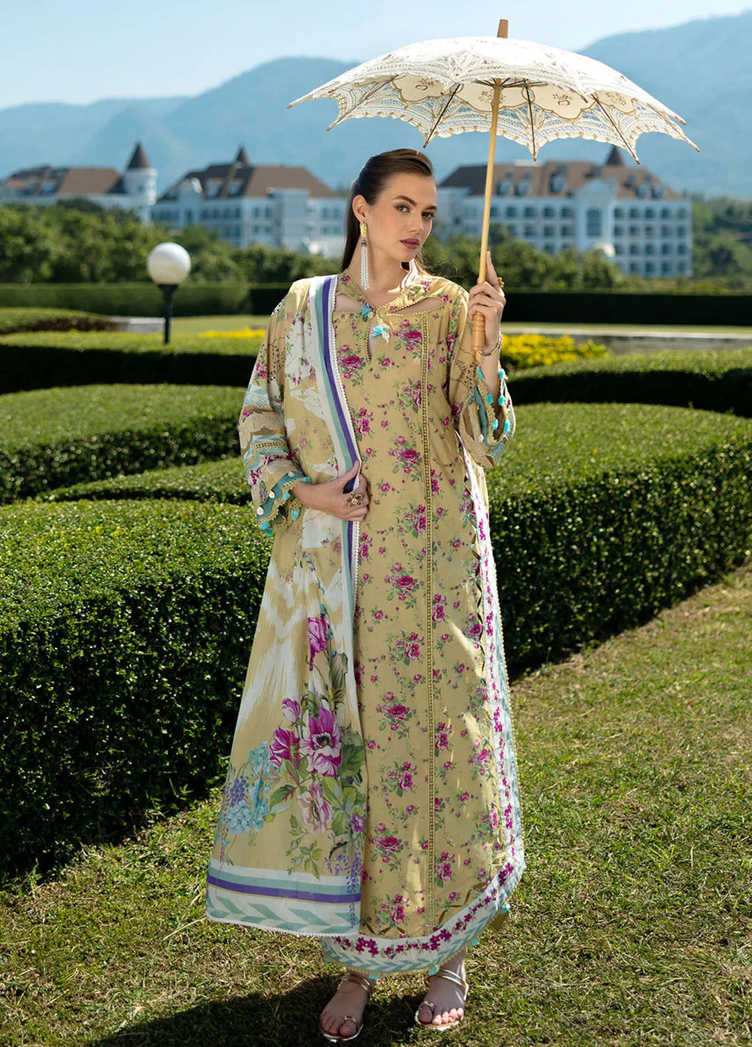 Elaf Printed Lawn Suits Unstitched 3 Piece EF25PL EPE-05 B - Summer Collection