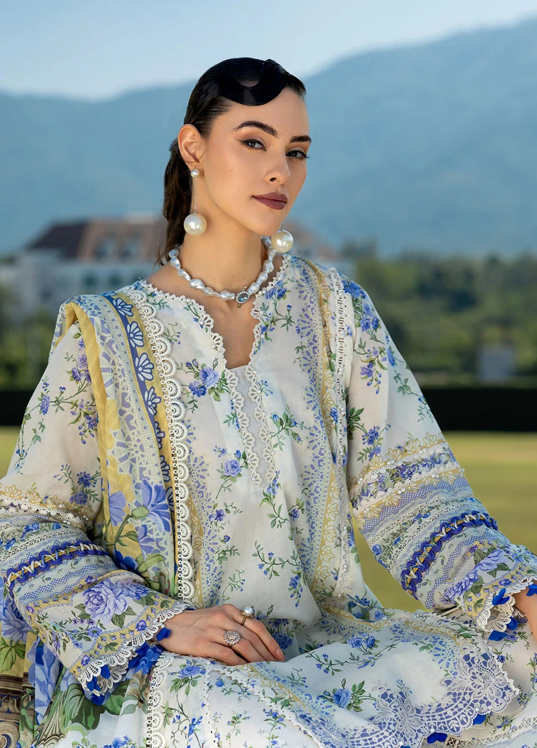 Elaf Printed Lawn Suits Unstitched 3 Piece EF25PL EPE-07 B - Summer Collection