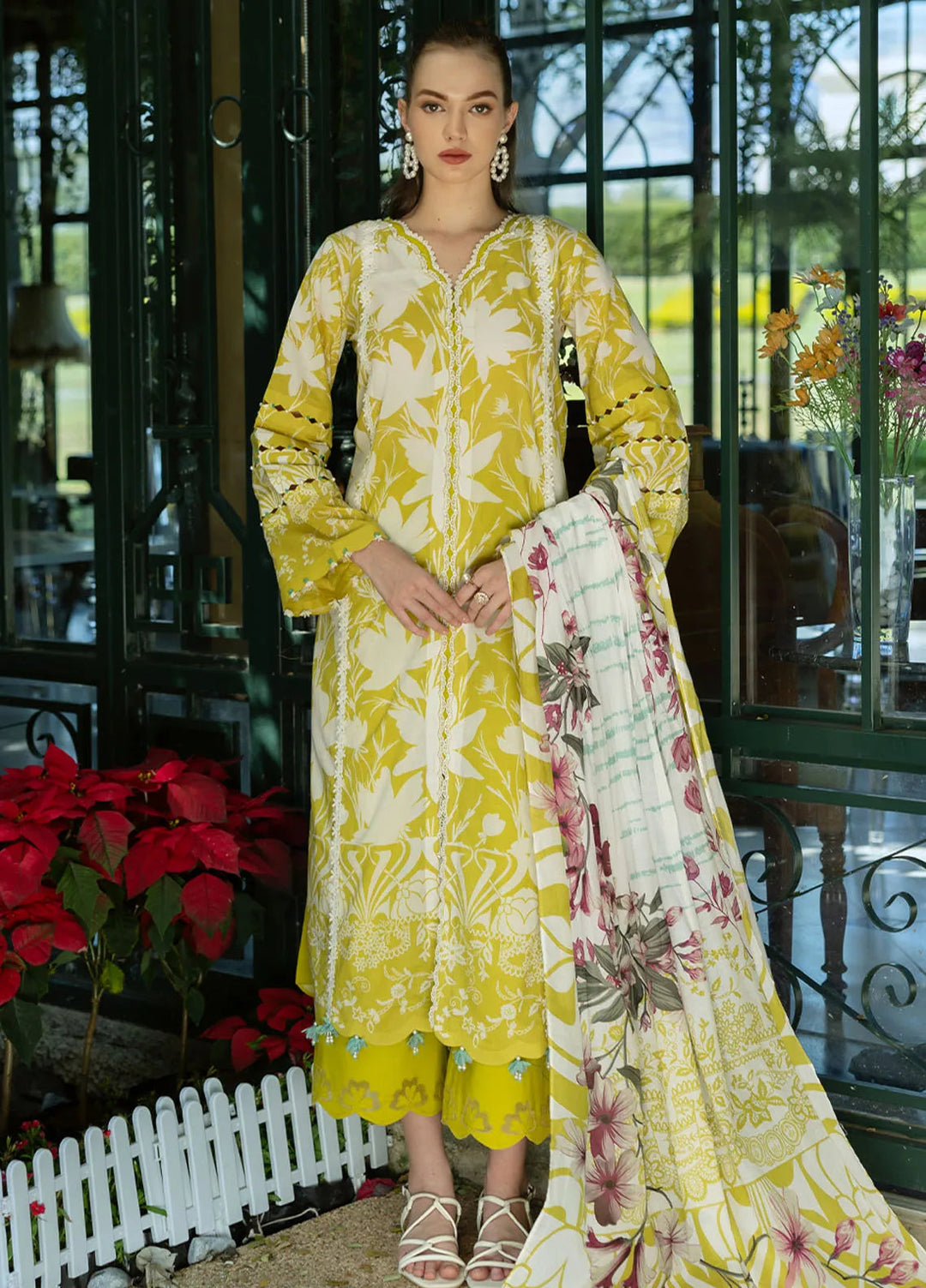 Elaf Printed Lawn Suits Unstitched 3 Piece EF25PL EPE-08 B - Summer Collection