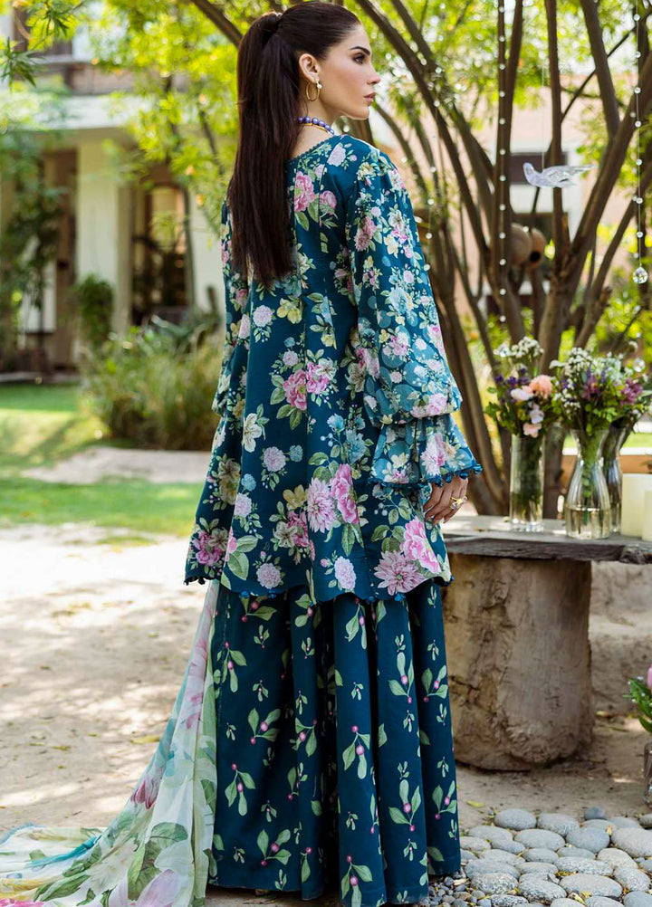 Elaf Printed Lawn Suits Unstitched 3 Piece EF25PS ECD-01B Azure Fern - Summer Collection