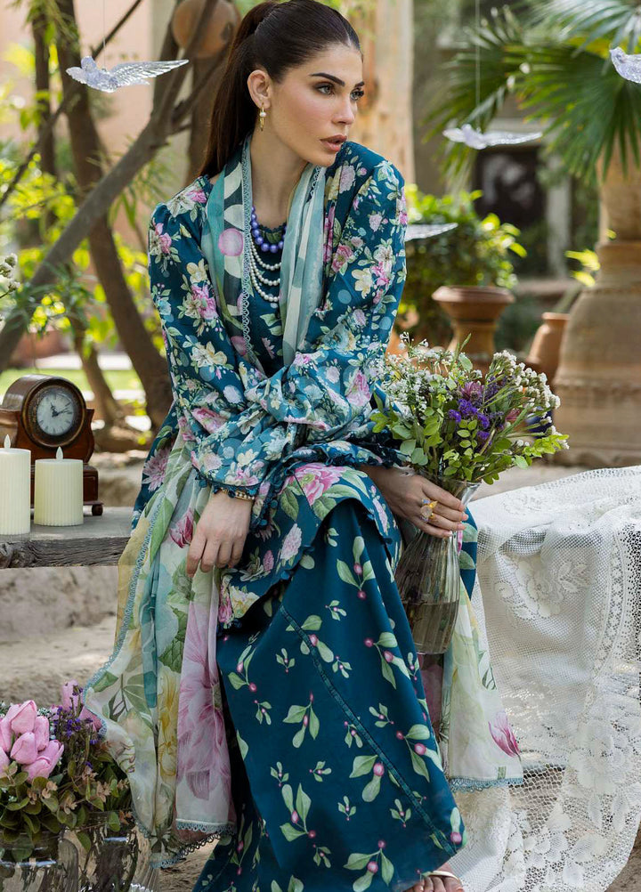 Elaf Printed Lawn Suits Unstitched 3 Piece EF25PS ECD-01B Azure Fern - Summer Collection