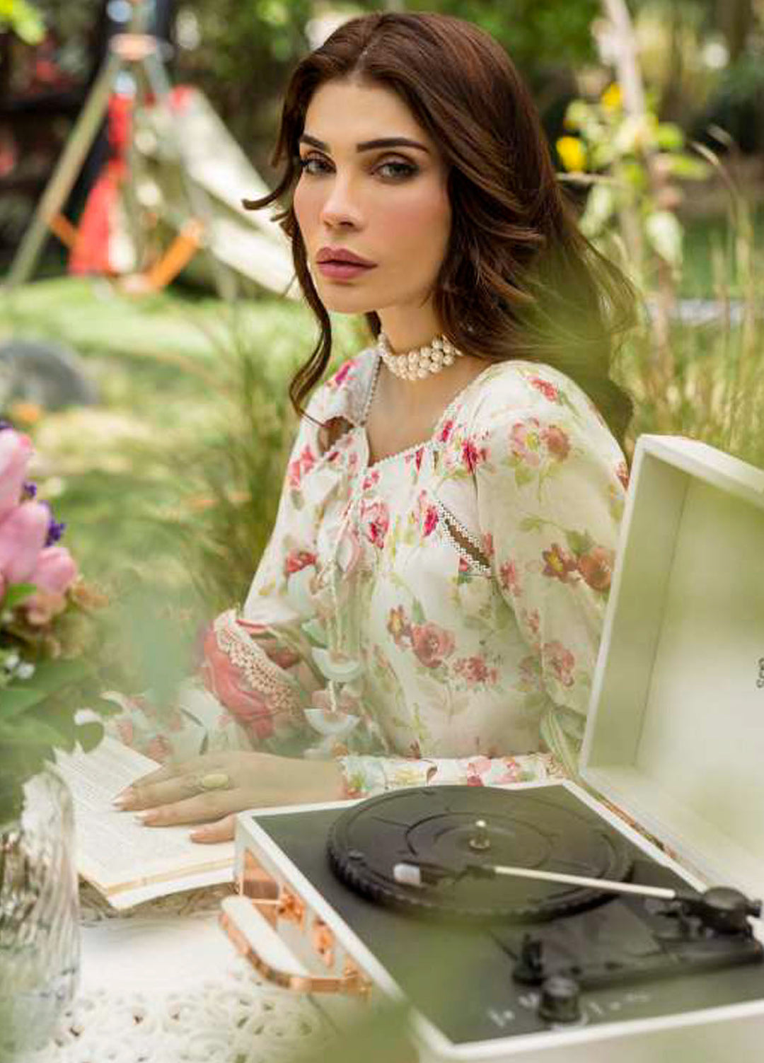 Elaf Printed Lawn Suits Unstitched 3 Piece EF25PS ECD-02A Ivory Peony - Summer Collection