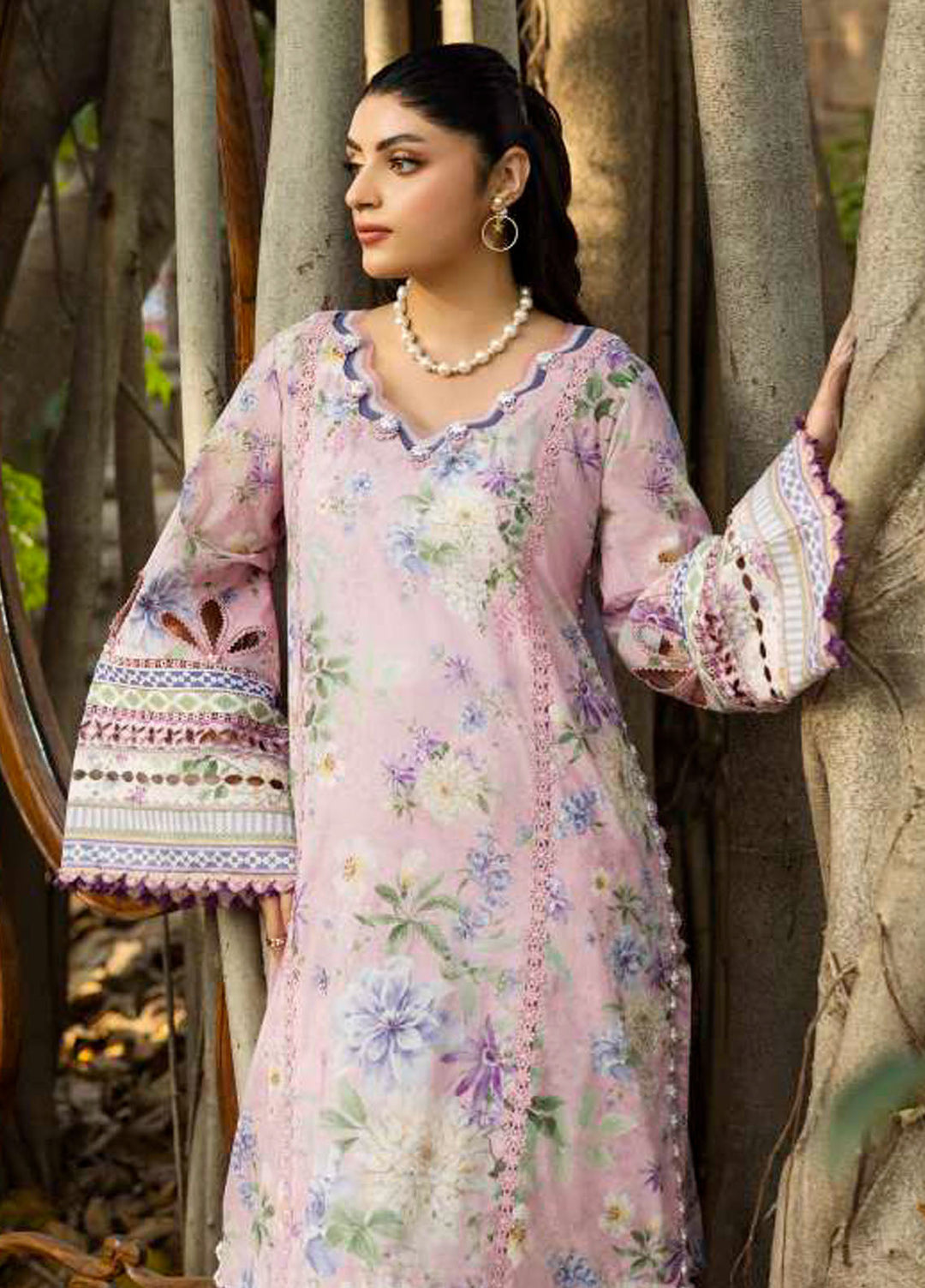 Elaf Printed Lawn Suits Unstitched 3 Piece EF25PS ECD-03A Wisteria - Summer Collection