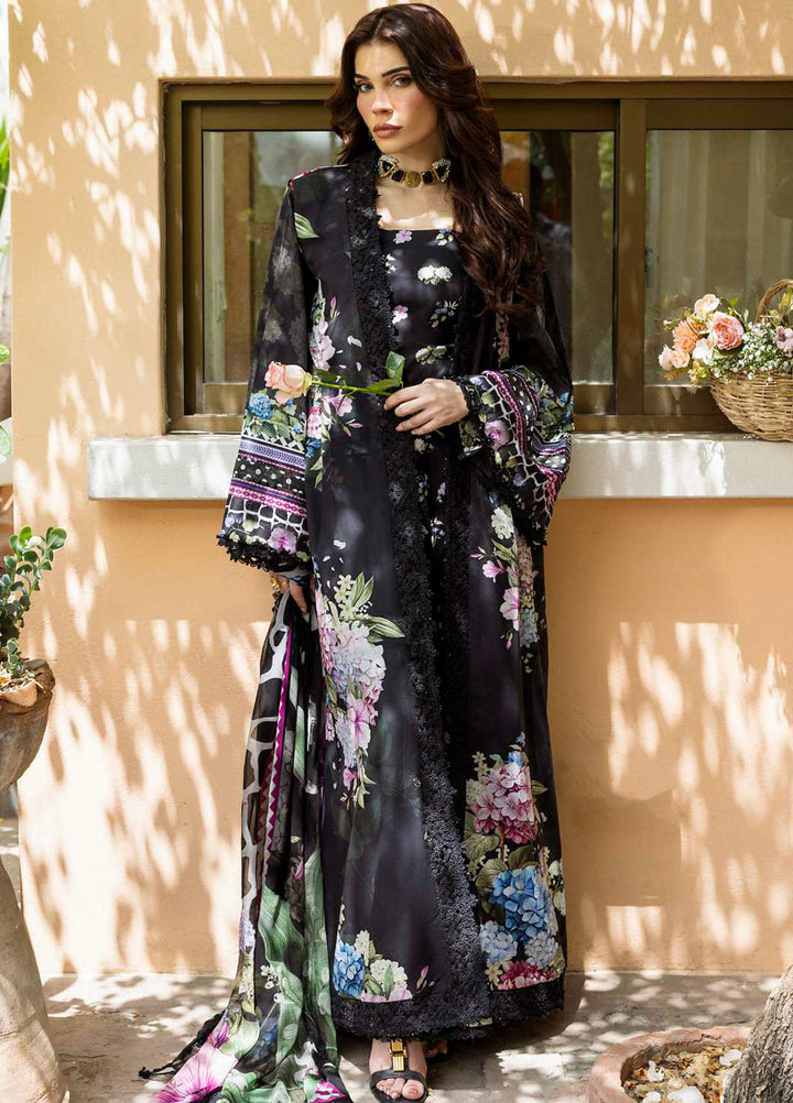 Elaf Printed Lawn Suits Unstitched 3 Piece EF25PS ECD-04A Midnight Bloom - Summer Collection