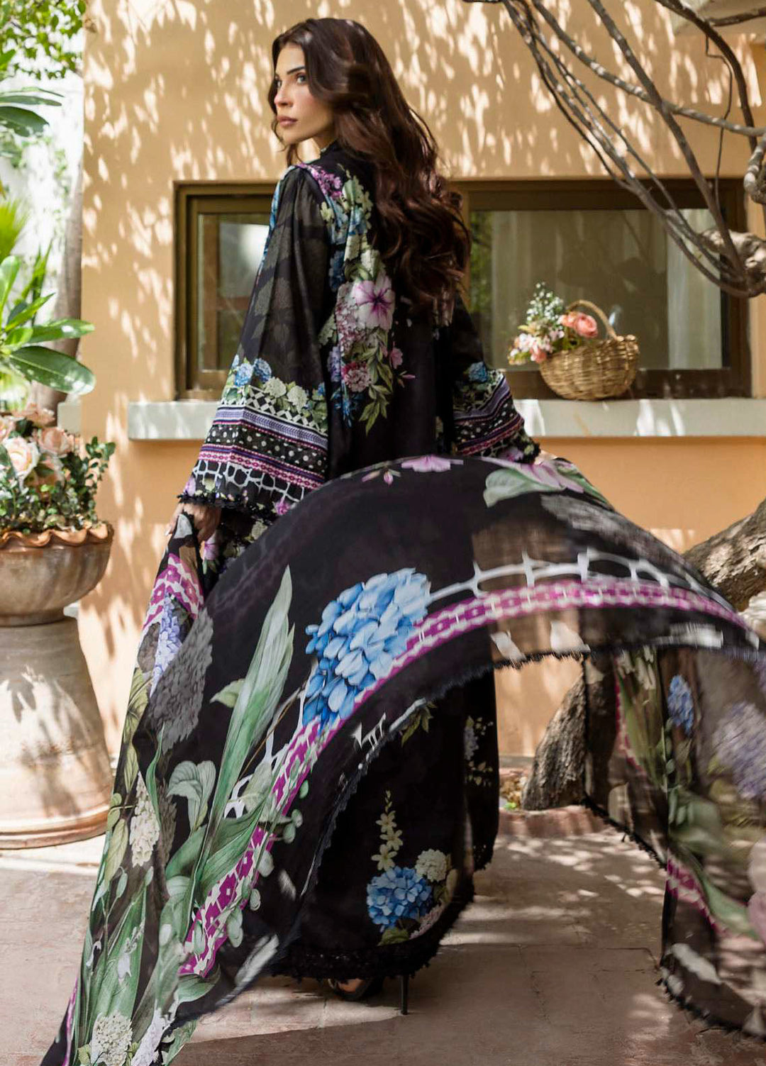 Elaf Printed Lawn Suits Unstitched 3 Piece EF25PS ECD-04A Midnight Bloom - Summer Collection