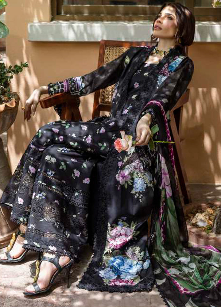 Elaf Printed Lawn Suits Unstitched 3 Piece EF25PS ECD-04A Midnight Bloom - Summer Collection
