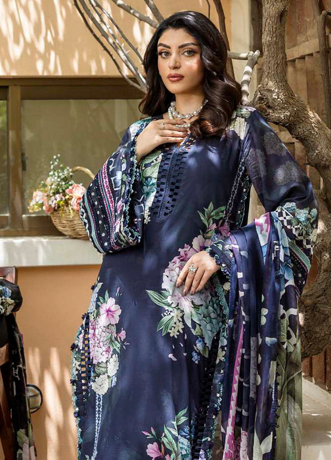 Elaf Printed Lawn Suits Unstitched 3 Piece EF25PS ECD-04B Twilight Garden - Summer Collection