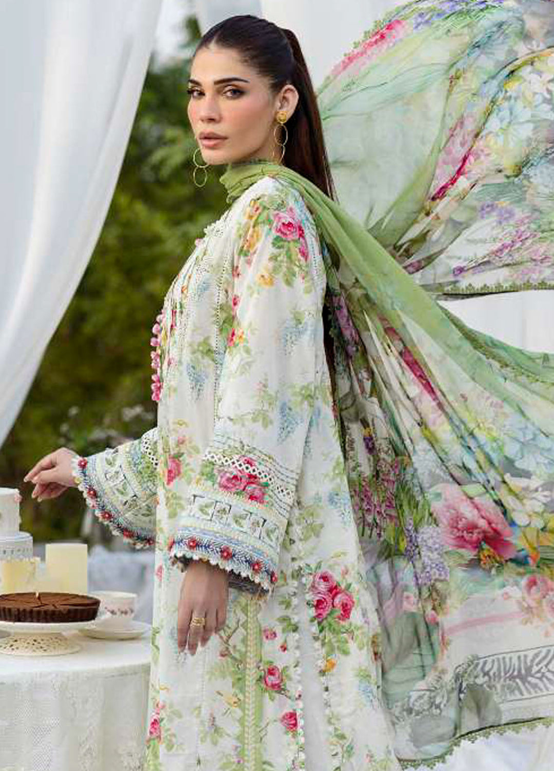 Elaf Printed Lawn Suits Unstitched 3 Piece EF25PS ECD-06A Blossomea - Summer Collection