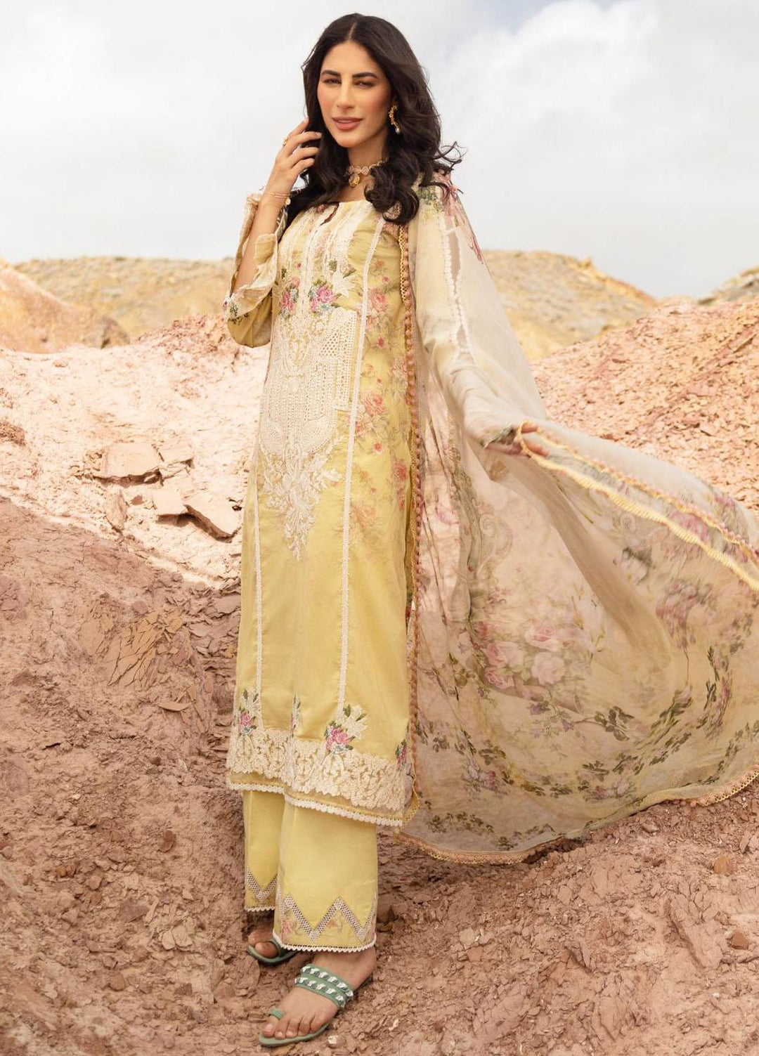 Elaf Embroidered Lawn Suits Unstitched 3 Piece EF23SL ESC-02B - Summer Collection