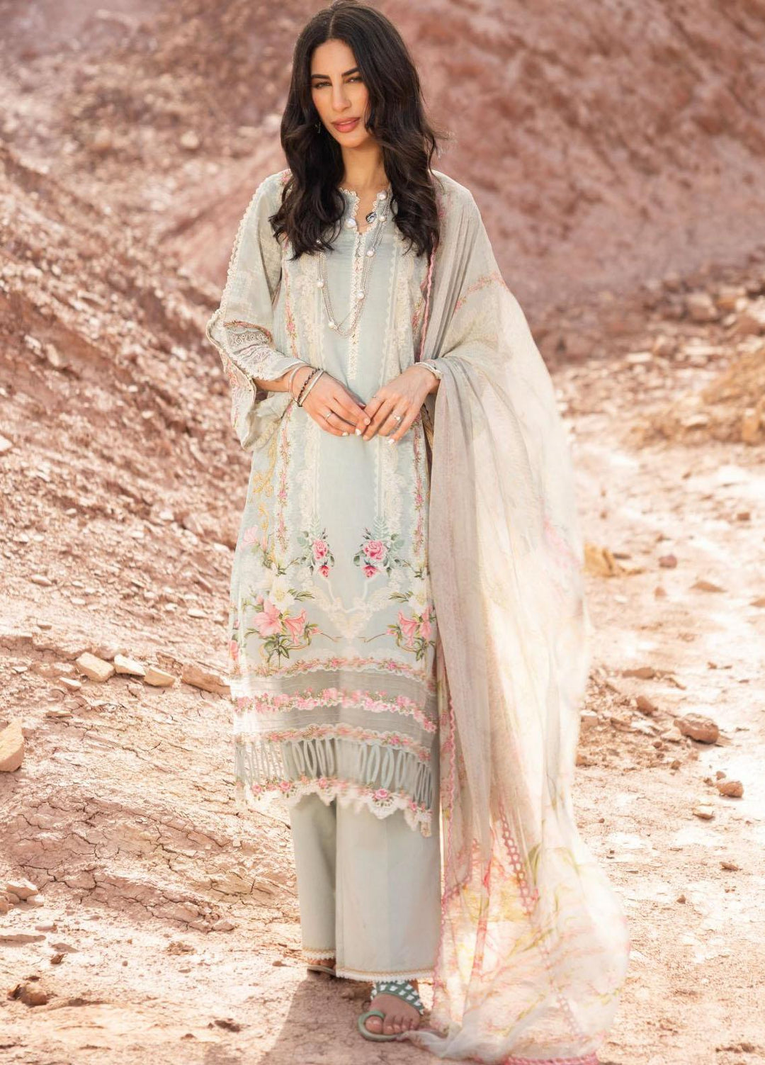 Elaf Embroidered Lawn Suits Unstitched 3 Piece EF23SL ESC-03B - Summer Collection