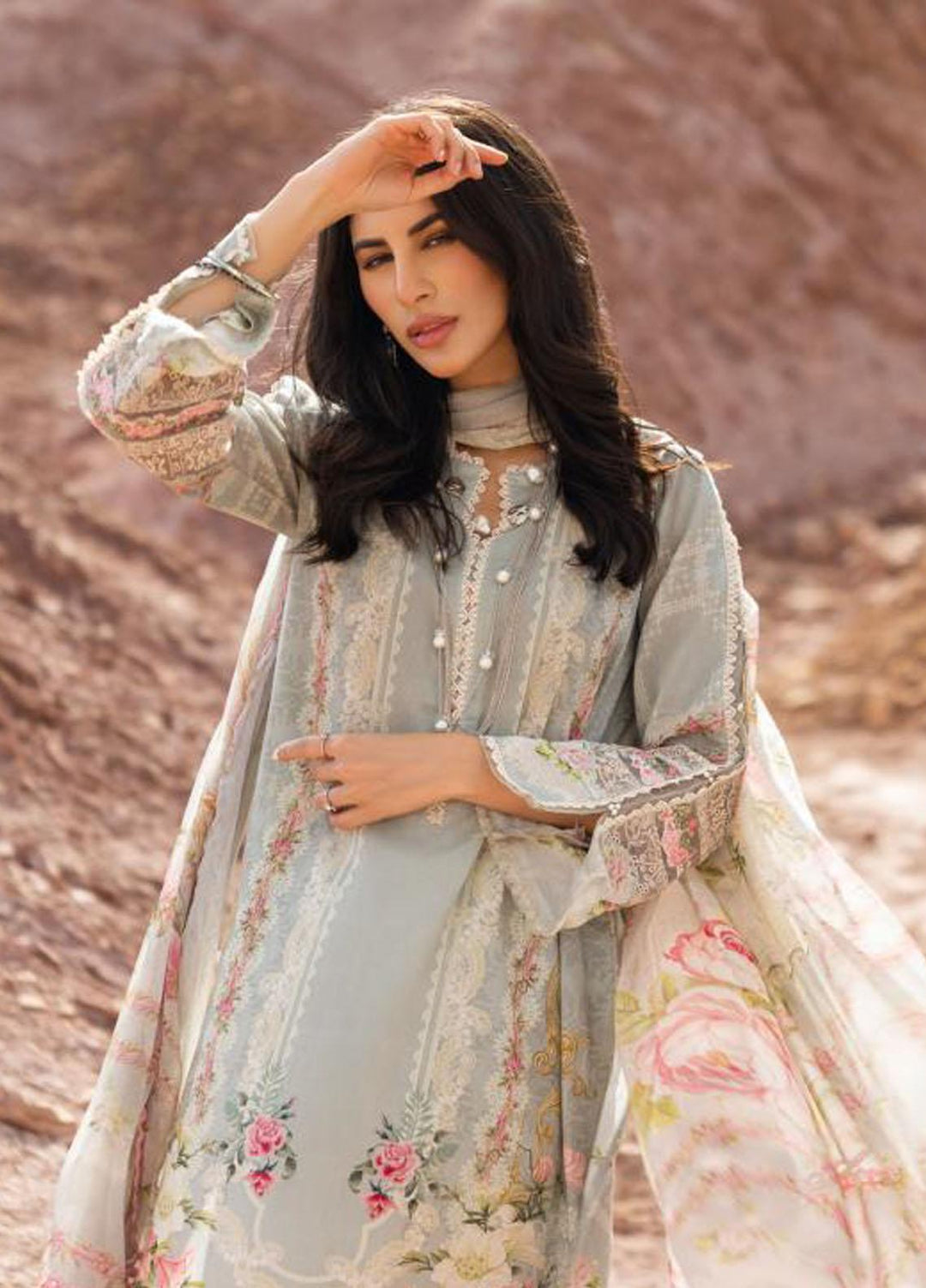 Elaf Embroidered Lawn Suits Unstitched 3 Piece EF23SL ESC-03B - Summer Collection