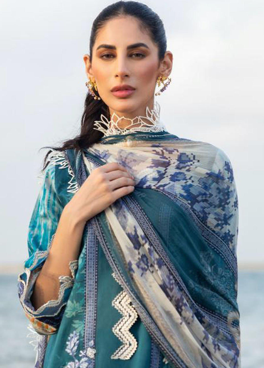 Elaf Embroidered Lawn Suits Unstitched 3 Piece EF23SL ESC-04A - Summer Collection