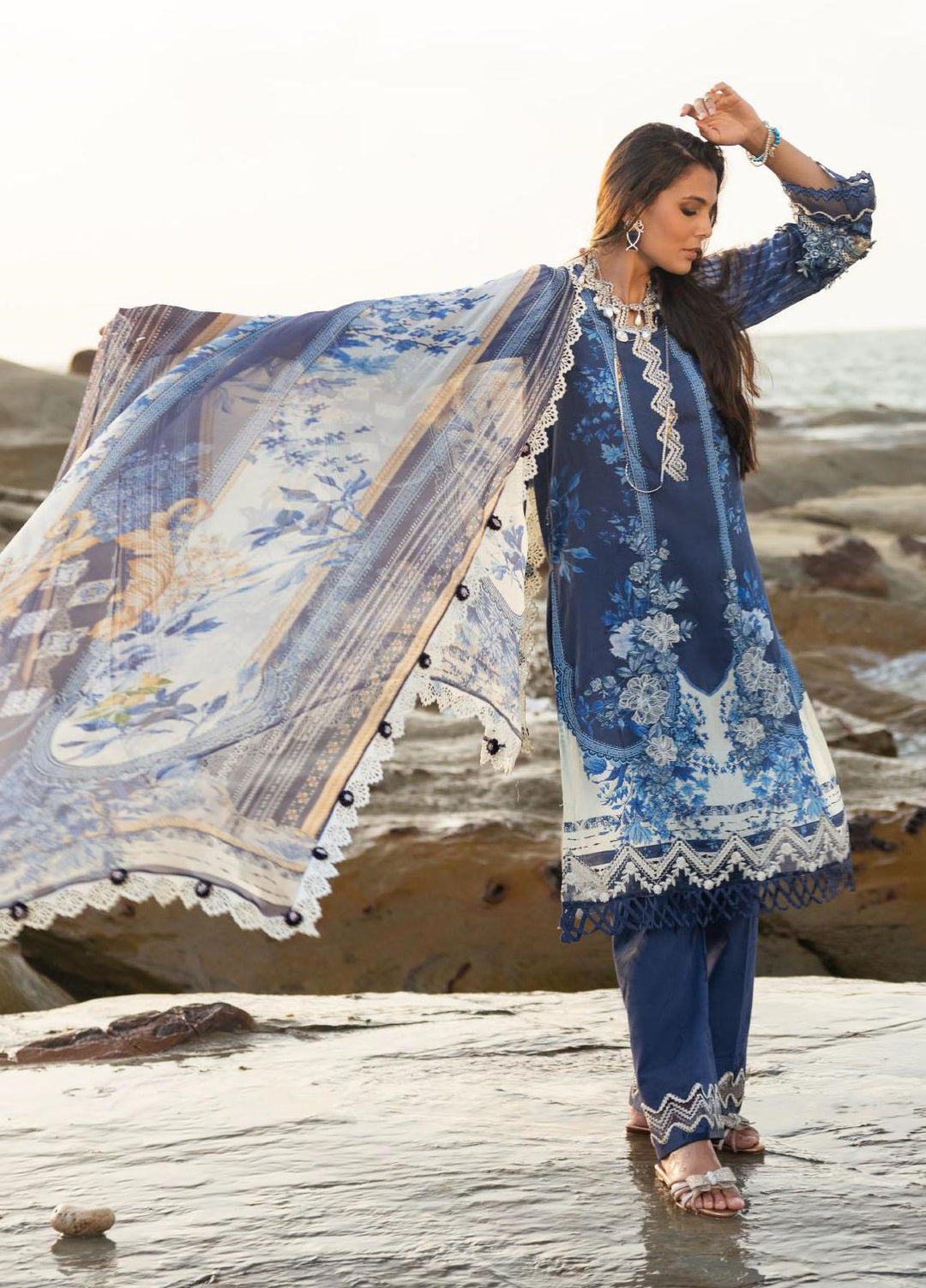 Elaf Embroidered Lawn Suits Unstitched 3 Piece EF23SL ESC-04B - Summer Collection