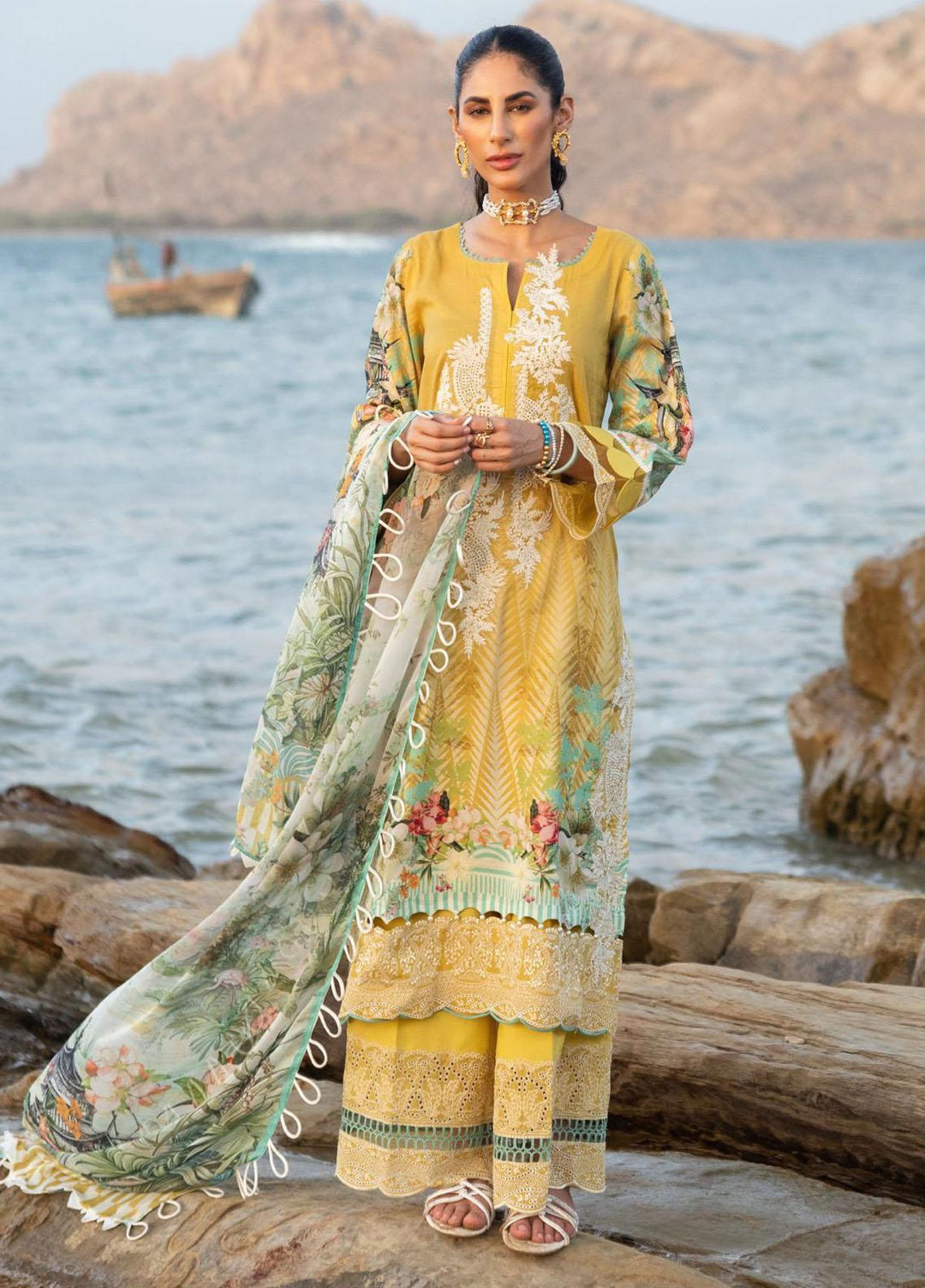 Elaf Embroidered Lawn Suits Unstitched 3 Piece EF23SL ESC-06A - Summer Collection
