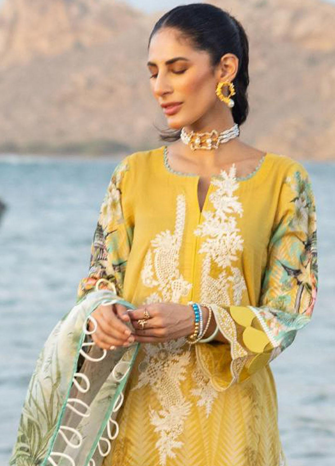 Elaf Embroidered Lawn Suits Unstitched 3 Piece EF23SL ESC-06A - Summer Collection