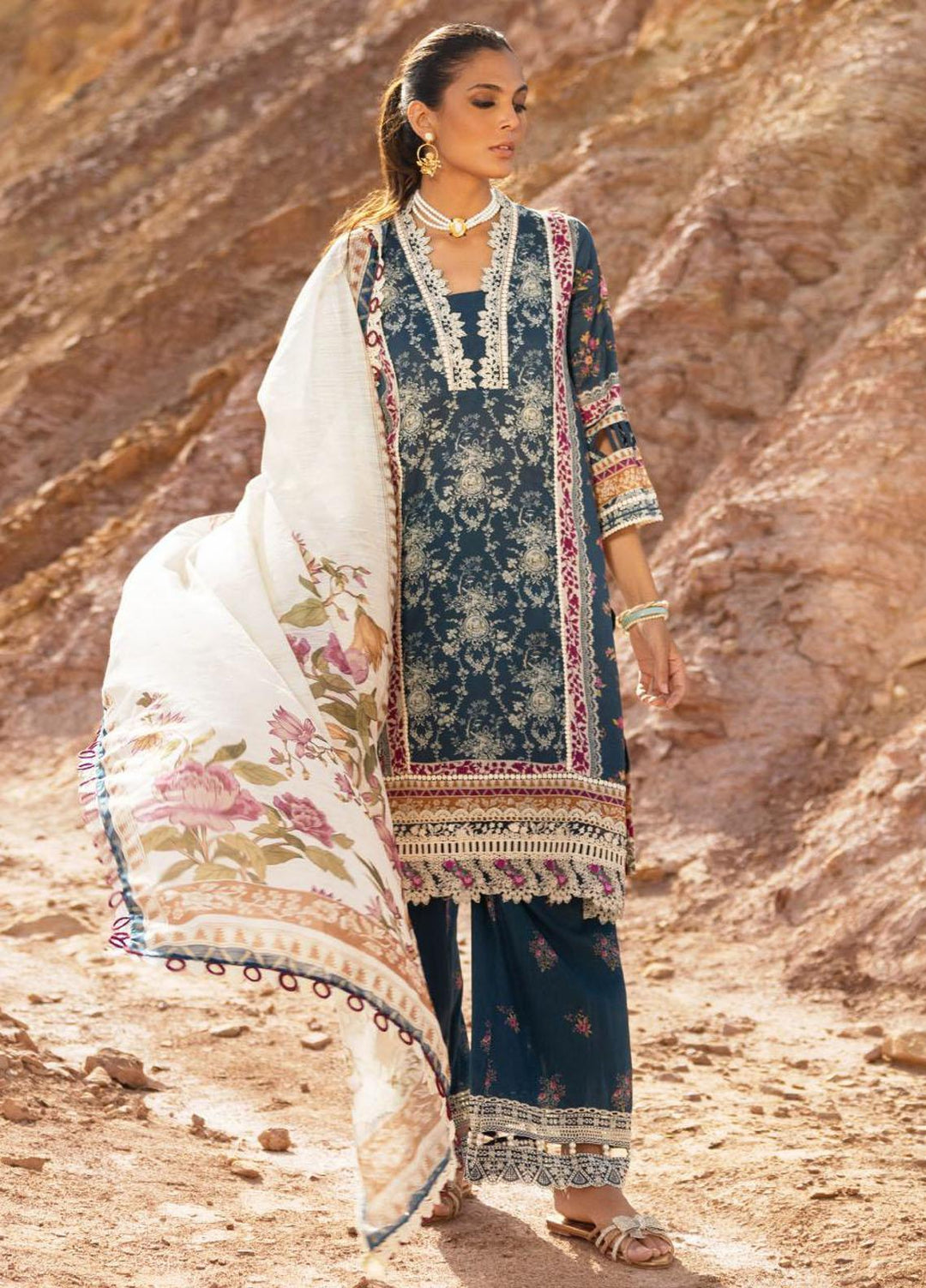 Elaf Embroidered Lawn Suits Unstitched 3 Piece EF23SL ESC-07A - Summer Collection