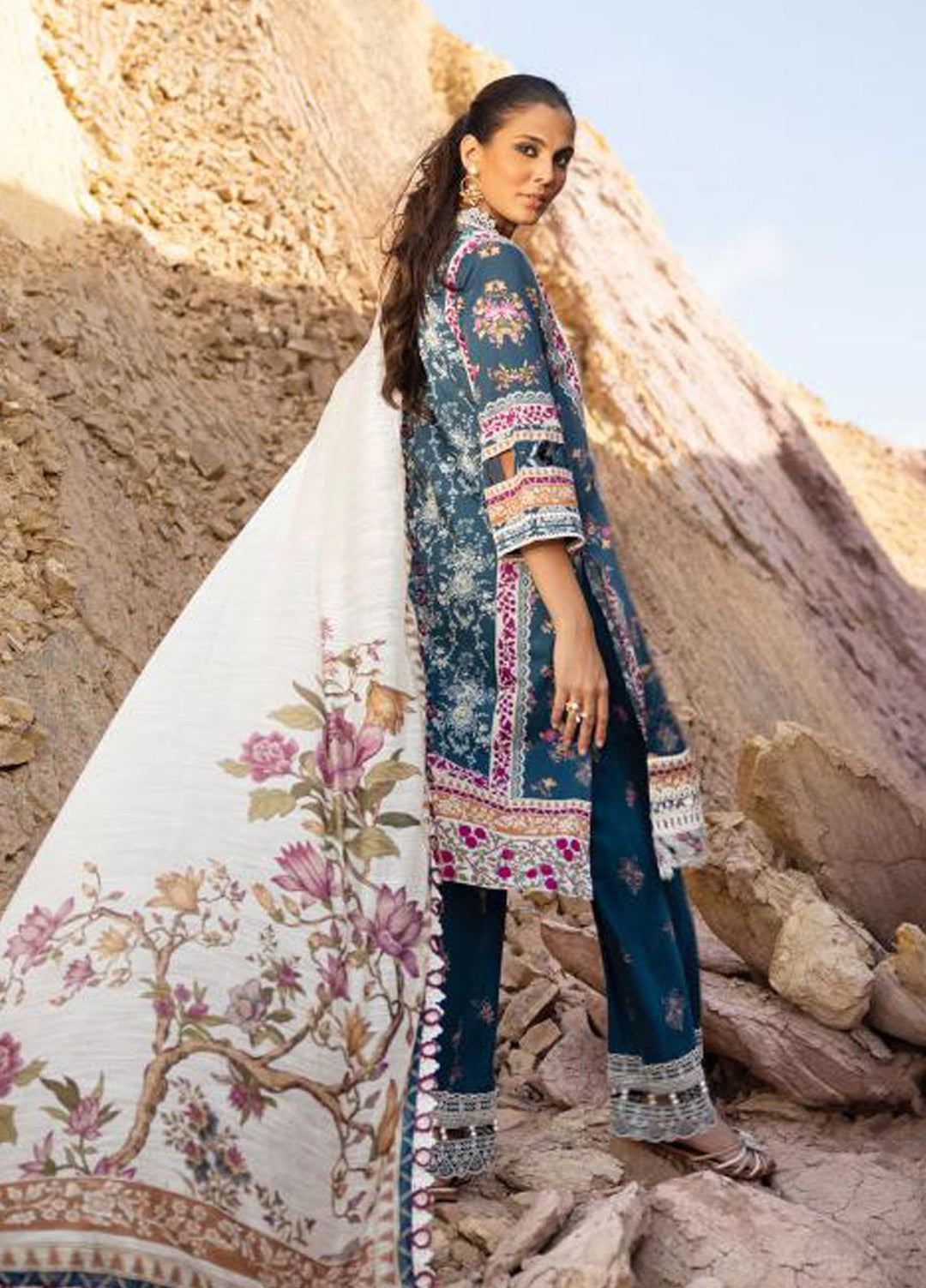 Elaf Embroidered Lawn Suits Unstitched 3 Piece EF23SL ESC-07A - Summer Collection