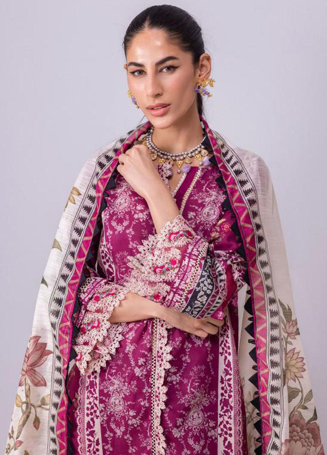 Elaf Embroidered Lawn Suits Unstitched 3 Piece EF23SL ESC-07B - Summer Collection