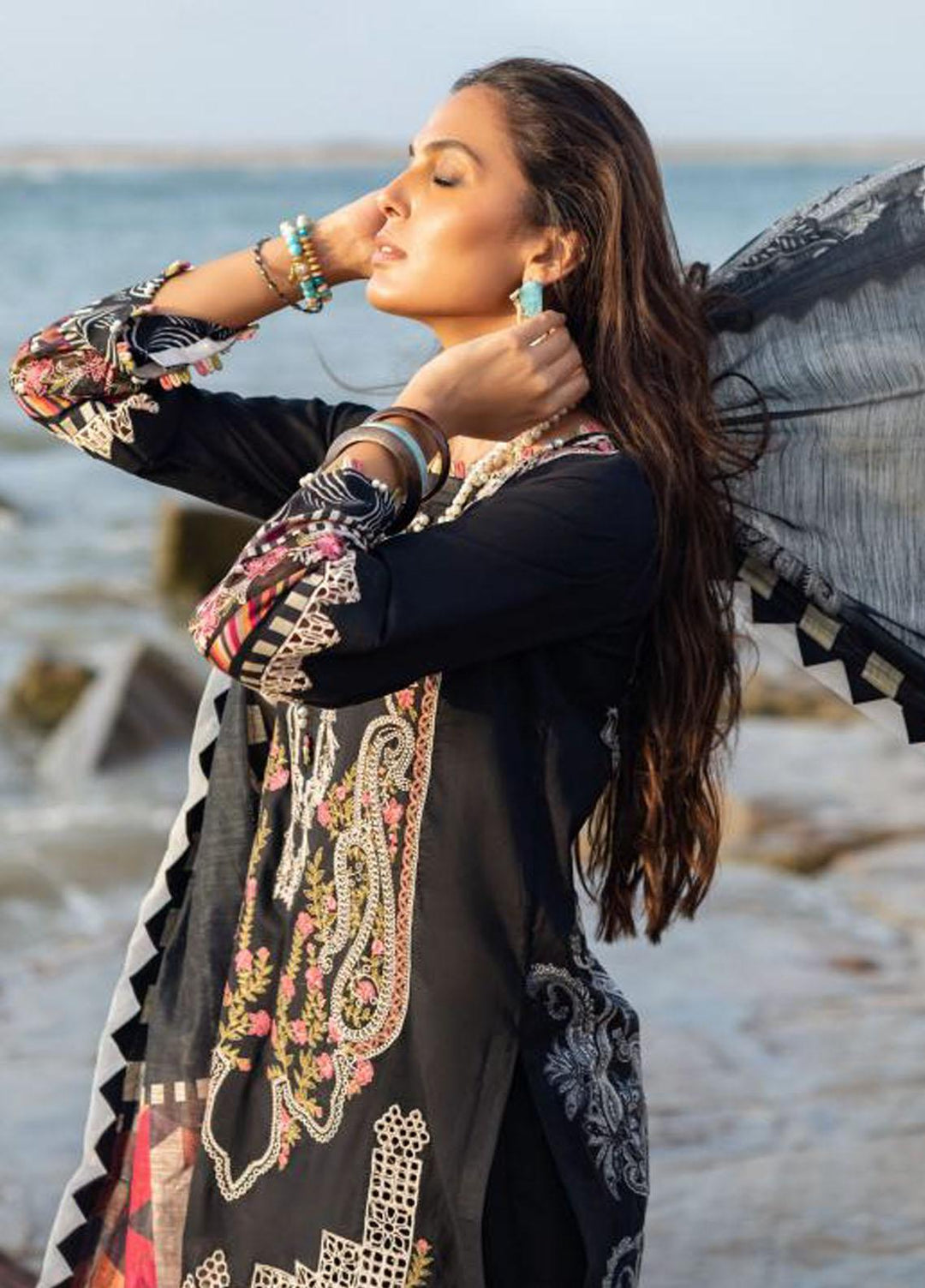 Elaf Embroidered Lawn Suits Unstitched 3 Piece EF23SL ESC-08A - Summer Collection