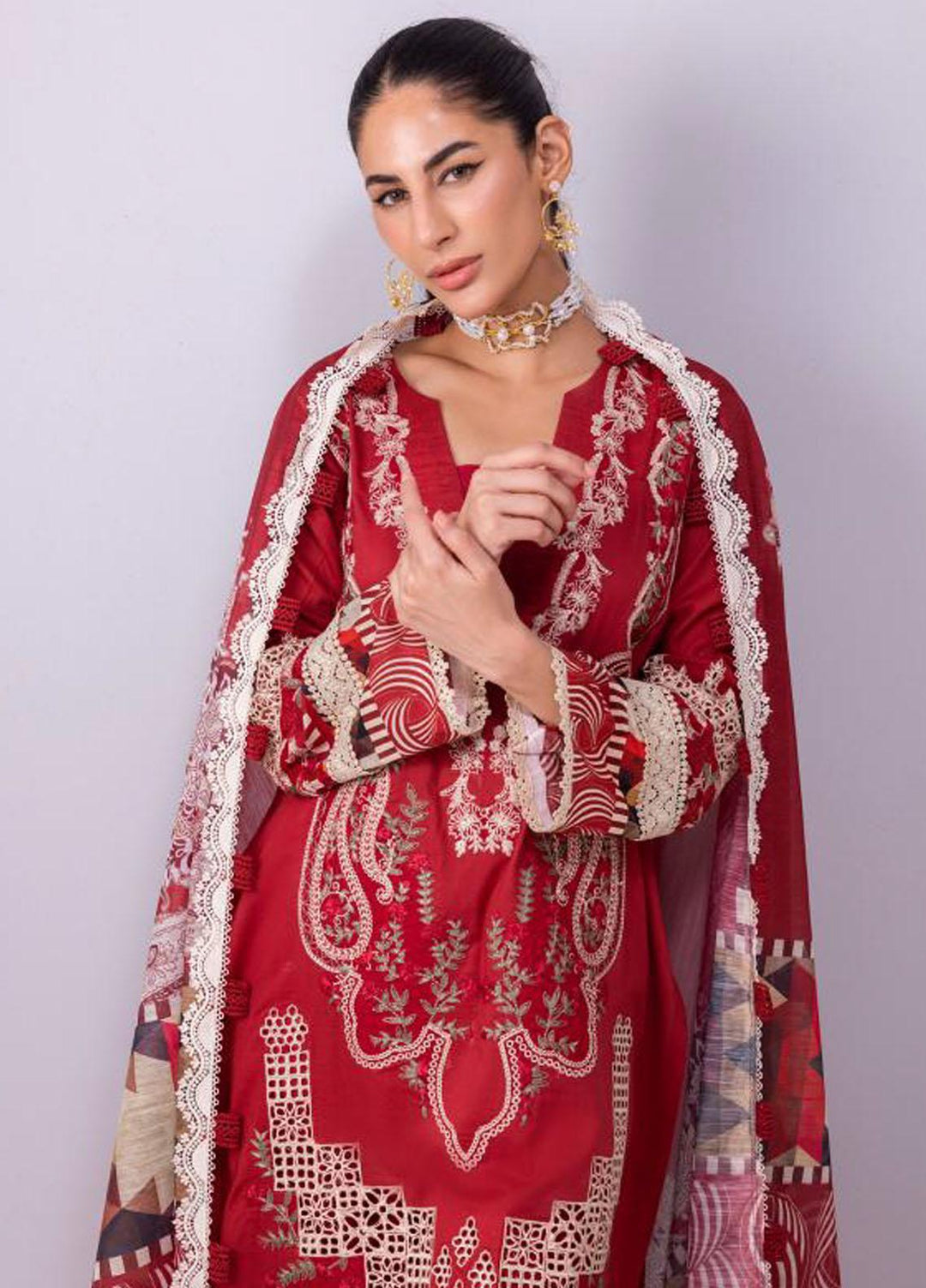 Elaf Embroidered Lawn Suits Unstitched 3 Piece EF23SL ESC-08B - Summer Collection