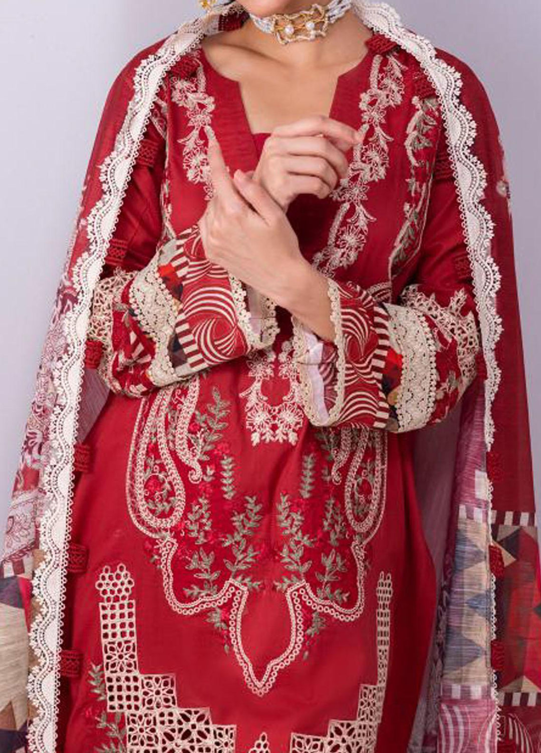 Elaf Embroidered Lawn Suits Unstitched 3 Piece EF23SL ESC-08B - Summer Collection