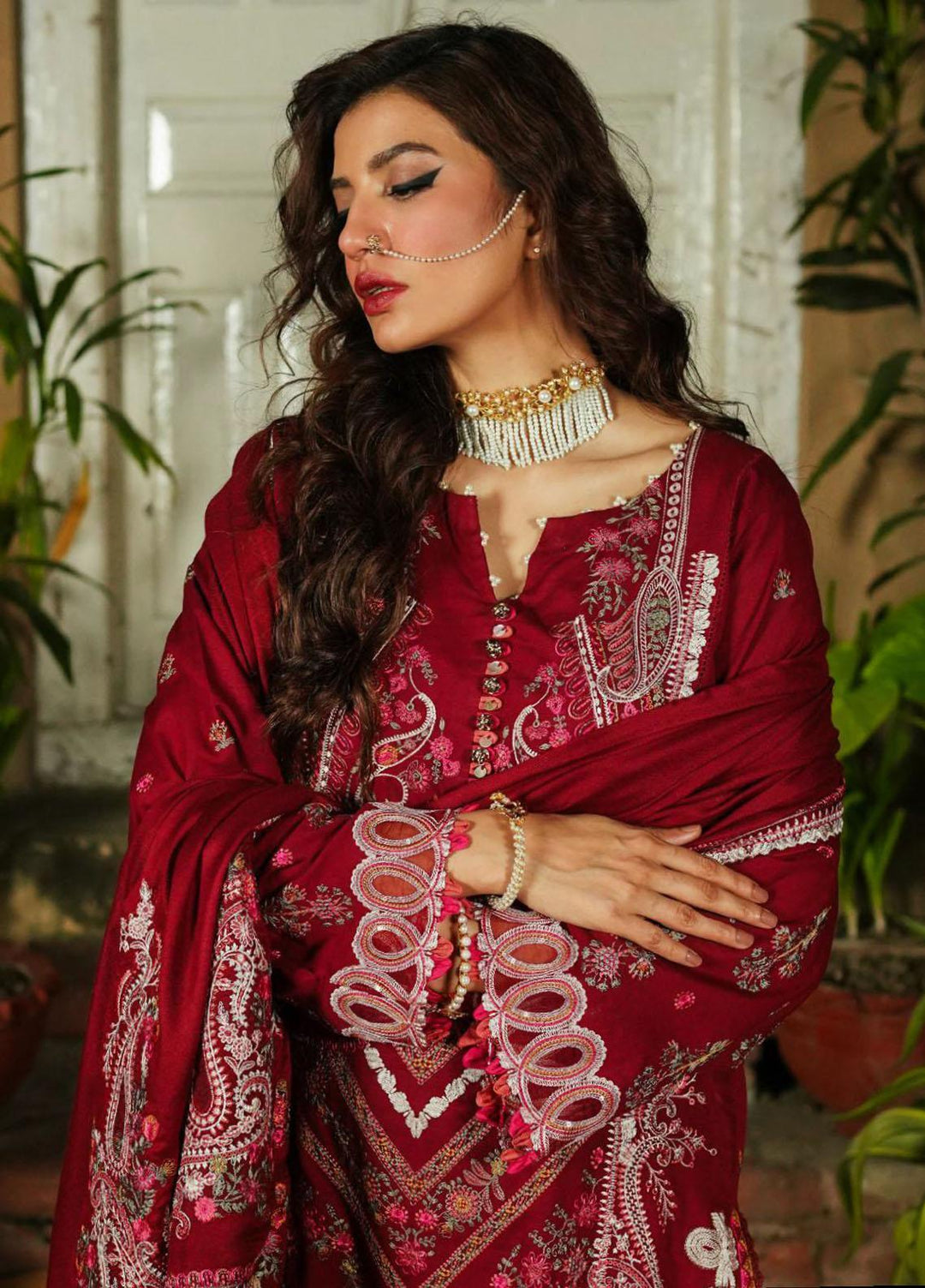 Elaf Embroidered Khaddar Suits Unstitched 3 Piece EF23LW EKW-08 Ghulab - Winter Collection
