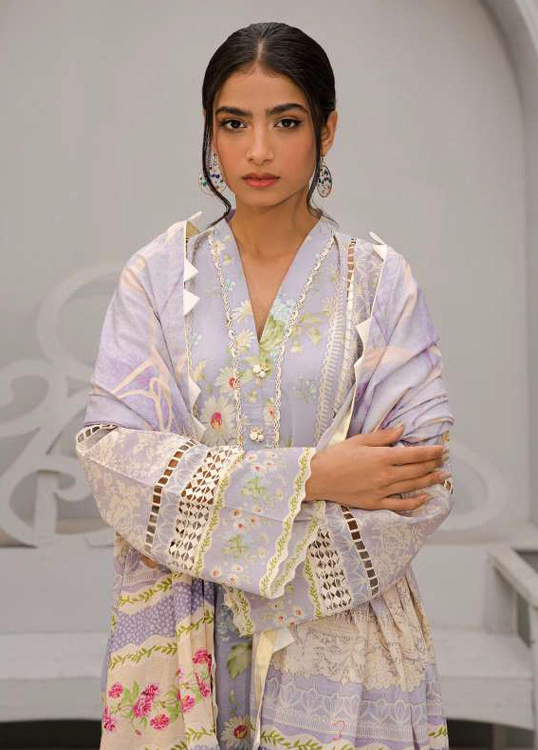 Elaf Printed Lawn Suits Unstitched 3 Piece EF23L EPP-01B - Summer Collection
