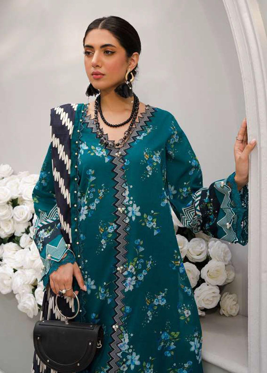 Elaf Printed Lawn Suits Unstitched 3 Piece EF23L EPP-03B - Summer Collection