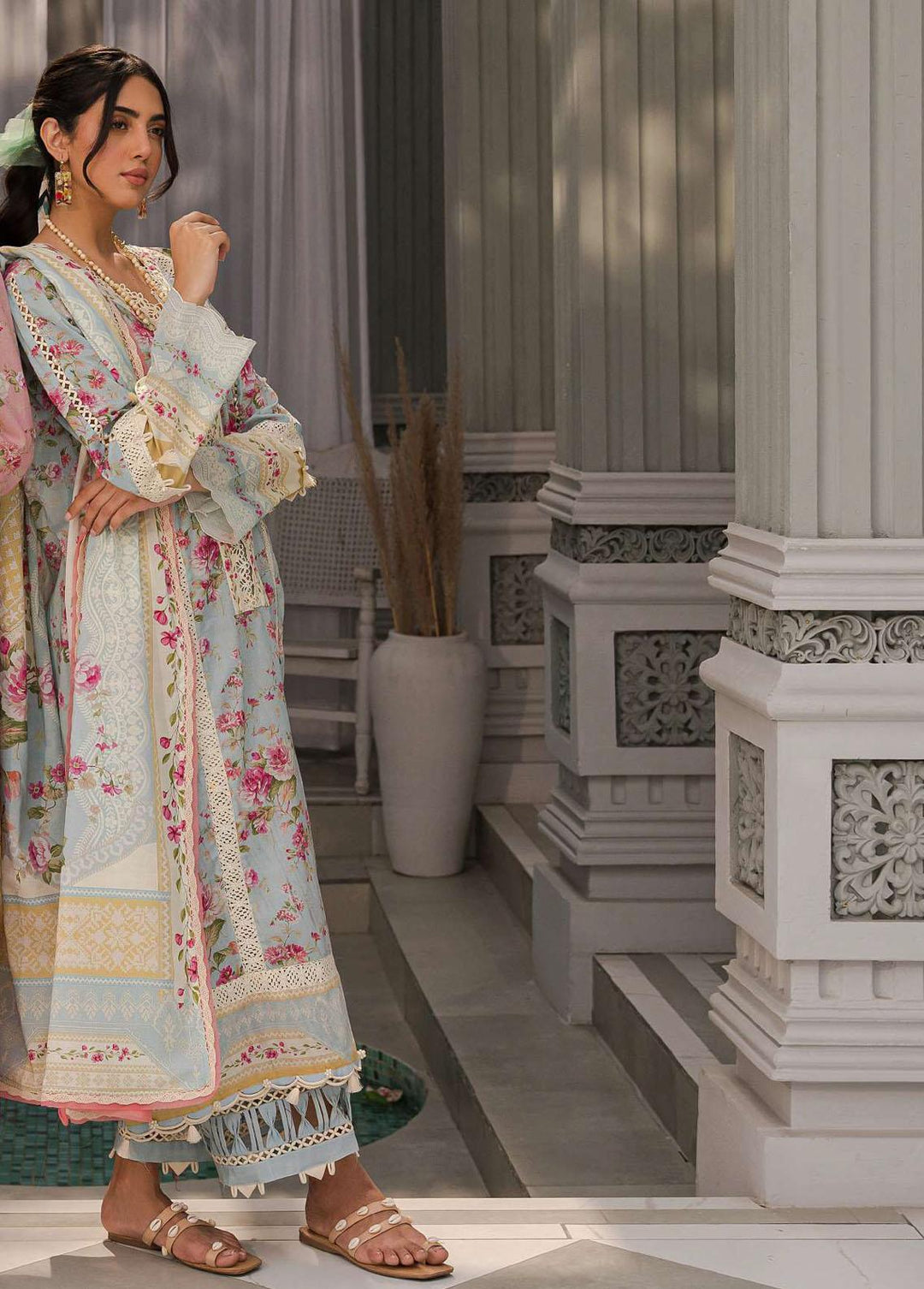 Elaf Printed Lawn Suits Unstitched 3 Piece EF23L EPP-07B - Summer Collection